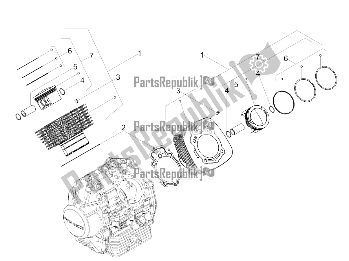 Tutte le parti per il Cilindro - Pistone del Moto-Guzzi V7 III Rough 750 Apac 2019