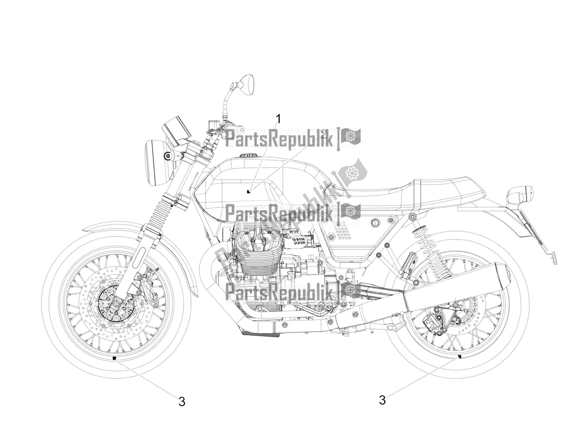 Todas as partes de Decalque do Moto-Guzzi V7 III Rough 750 Apac 2019