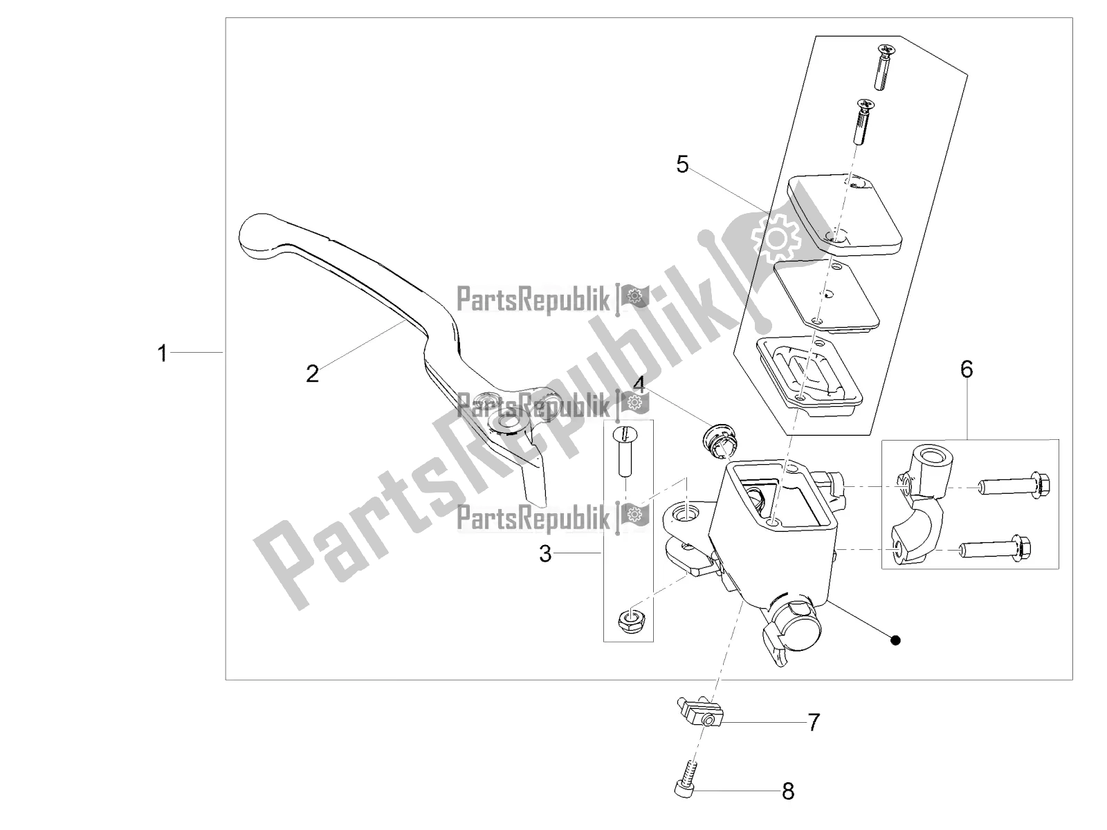 All parts for the Front Master Cilinder of the Moto-Guzzi V7 III Rough 750 Apac 2019