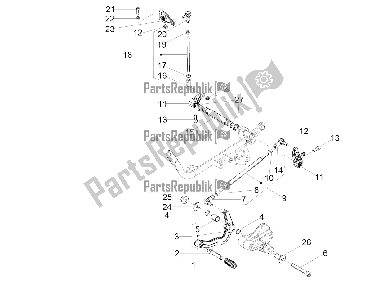 All parts for the Gear Lever of the Moto-Guzzi V7 III Rough 750 Apac 2019