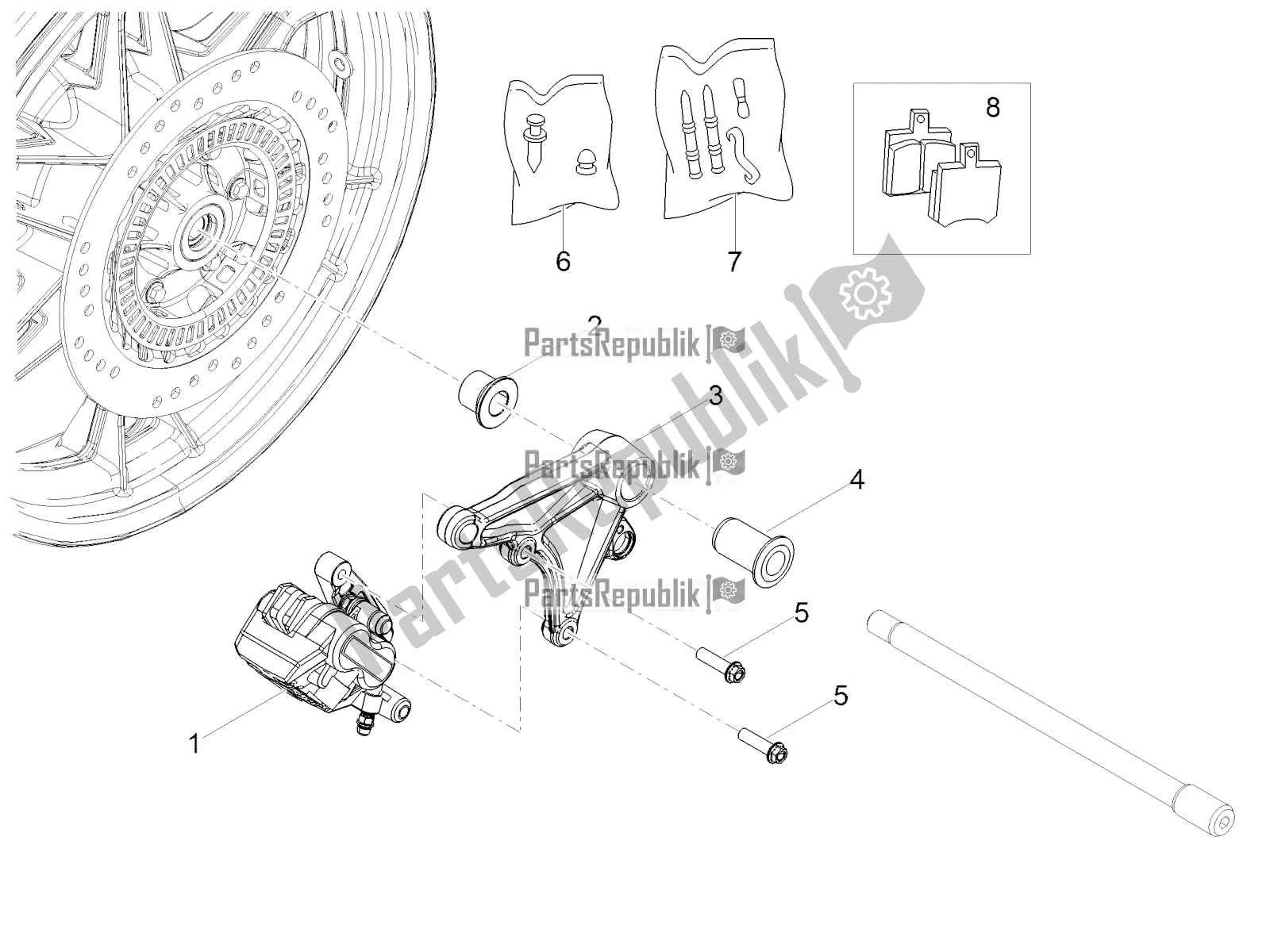 Todas as partes de Pinça De Freio Traseiro do Moto-Guzzi V7 III Rough 750 Apac 2019