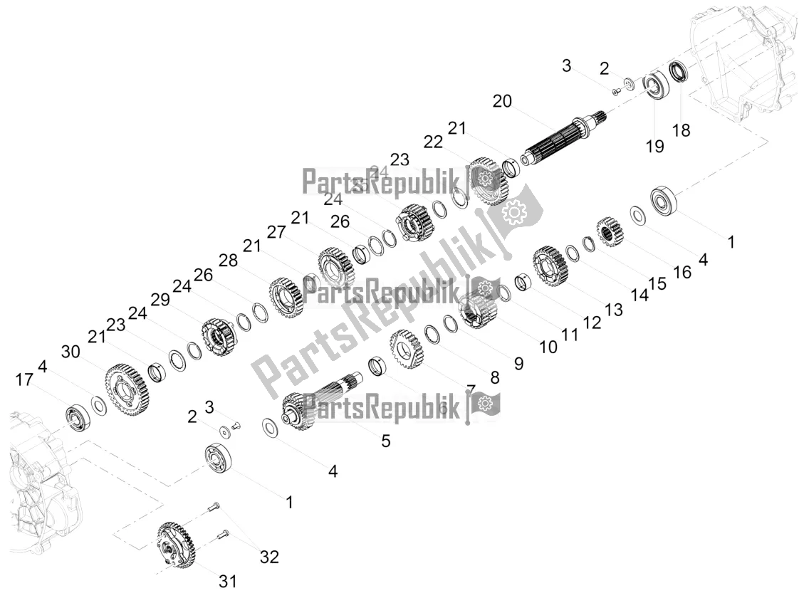Tutte le parti per il Scatola Ingranaggi - Gruppo Ingranaggi del Moto-Guzzi V7 III Rough 750 Apac 2020