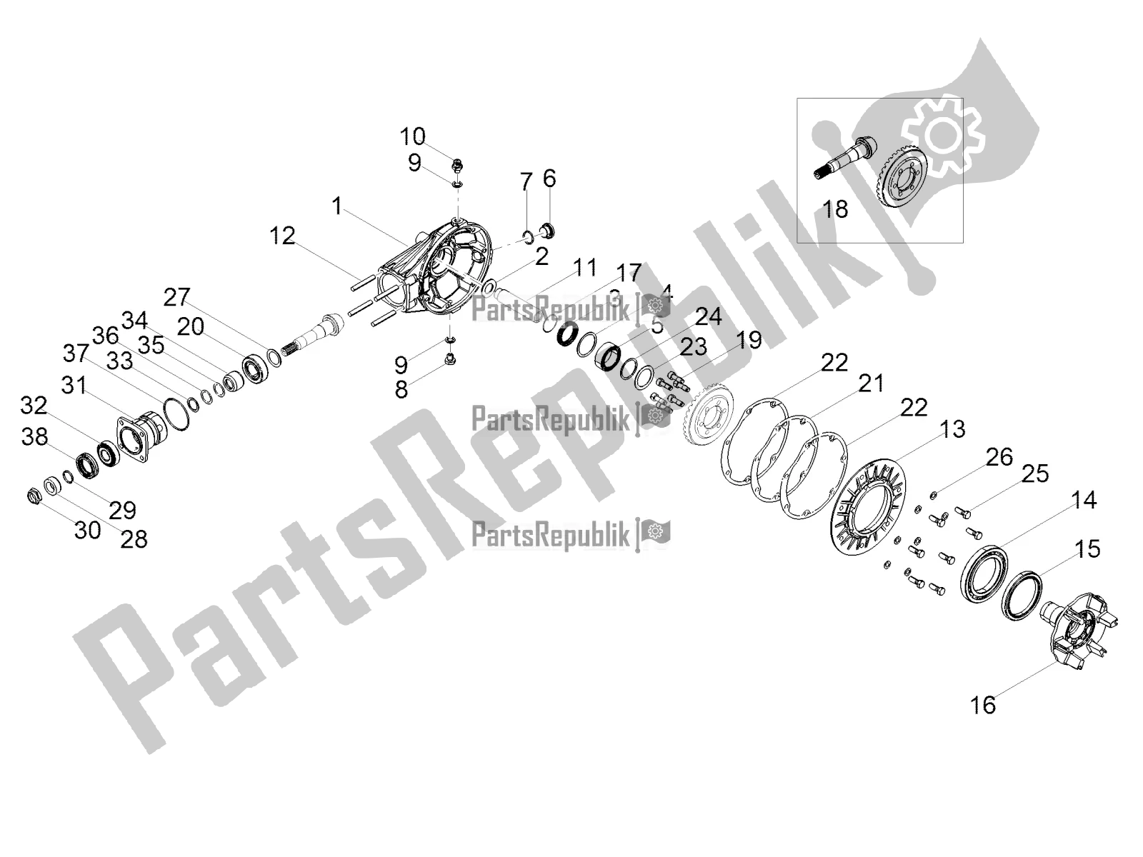 Tutte le parti per il Trasmissione / Componenti Posteriori del Moto-Guzzi V7 III Rough 750 Apac 2020