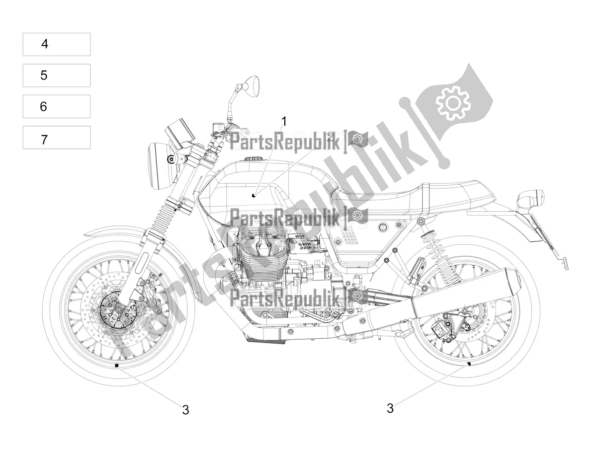 Tutte le parti per il Decalcomania del Moto-Guzzi V7 III Rough 750 USA 2020