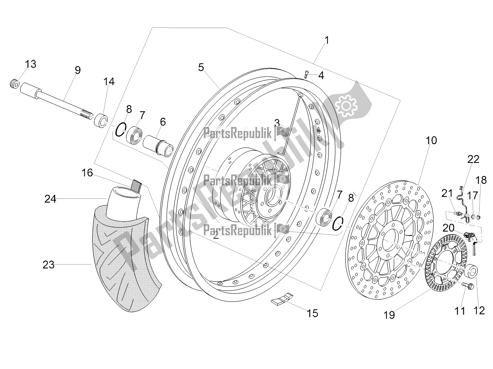 Wszystkie części do Przednie Ko? O Moto-Guzzi V7 III Rough 750 USA 2021