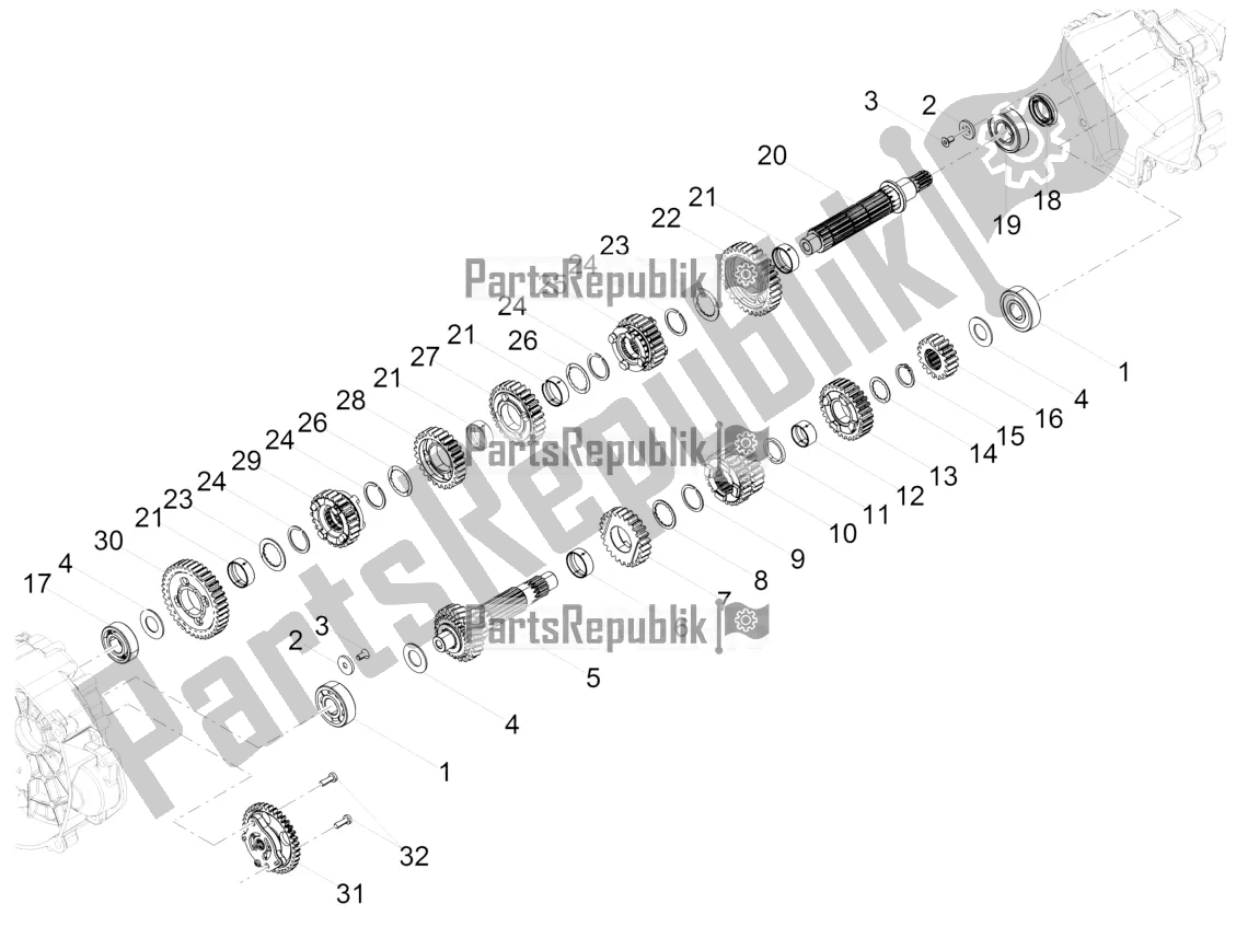 Toutes les pièces pour le Réducteur - Engrenage du Moto-Guzzi V7 III Rough 750 USA 2021