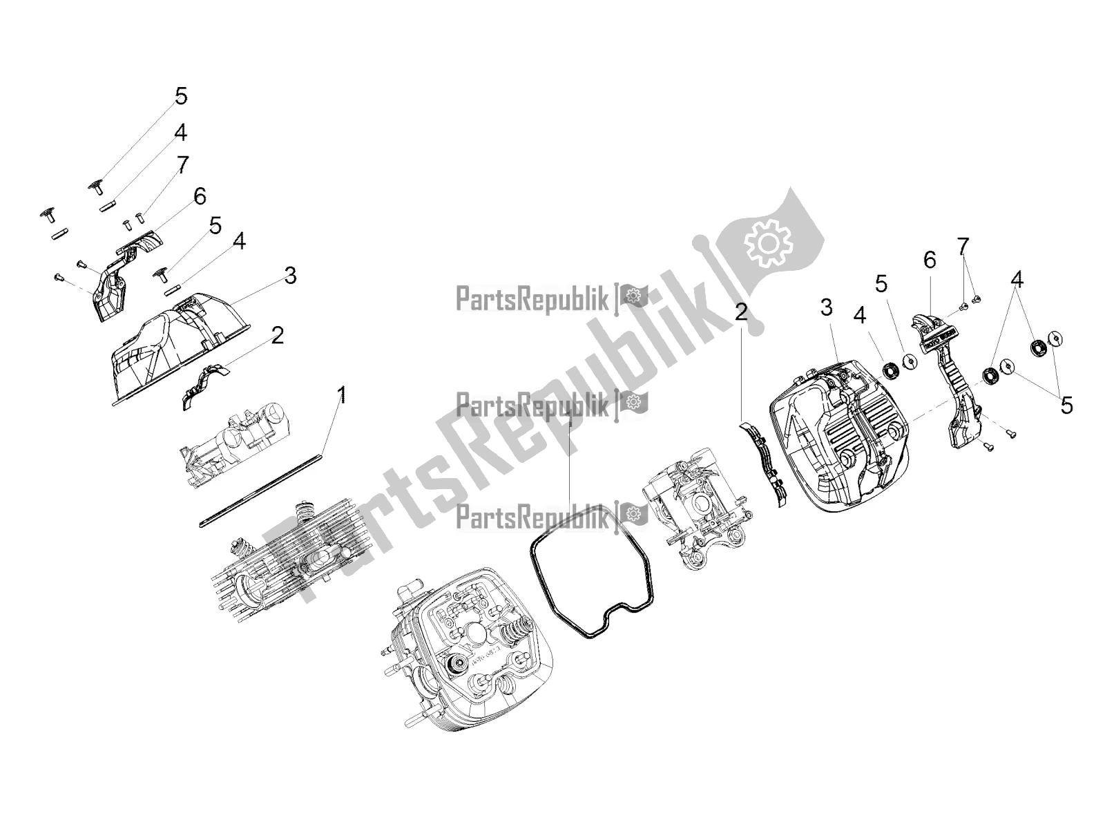 Todas las partes para Cubierta De La Cabeza de Moto-Guzzi V7 III Rough 750 USA 2021