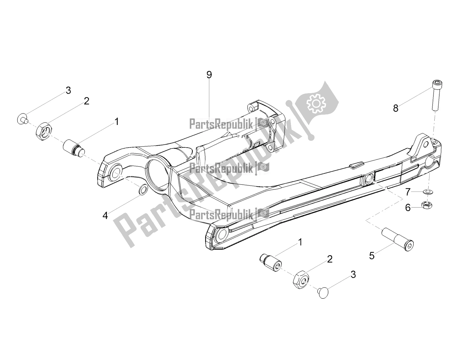 Tutte le parti per il Forcellone del Moto-Guzzi V7 III Rough 750 USA 2021