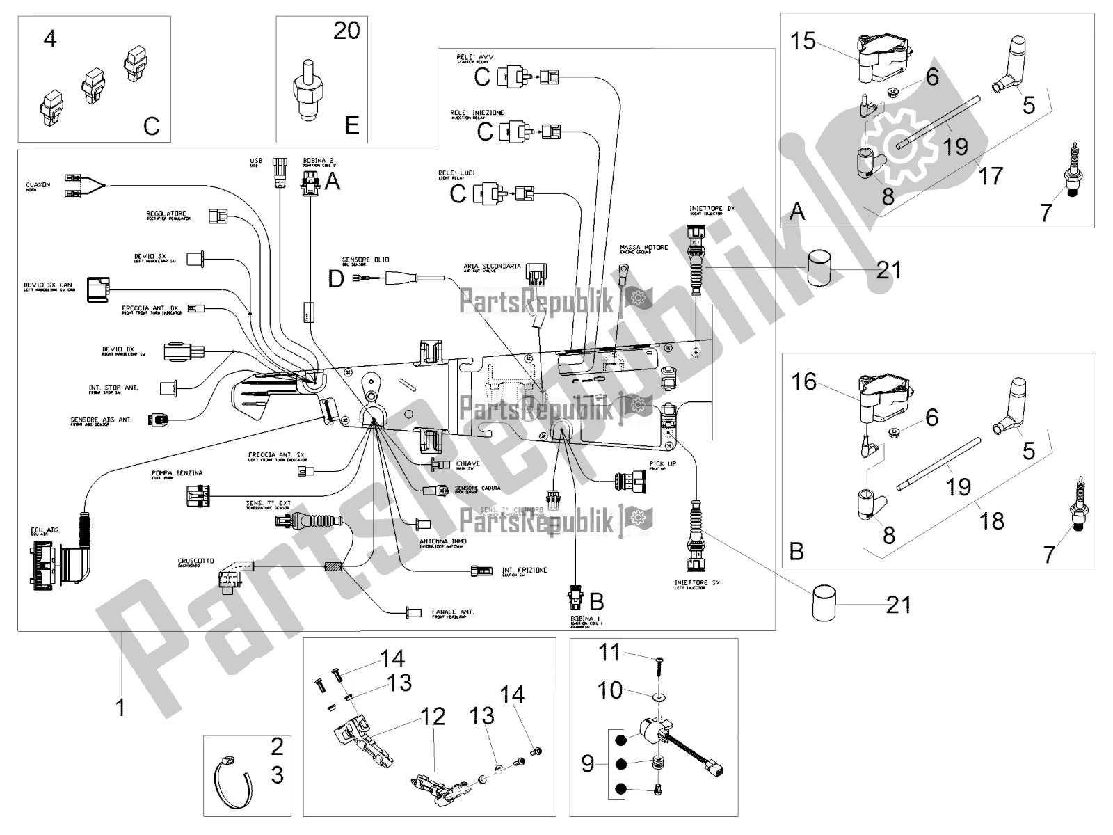Todas as partes de Sistema Elétrico Central do Moto-Guzzi V7 III Special 750 2020