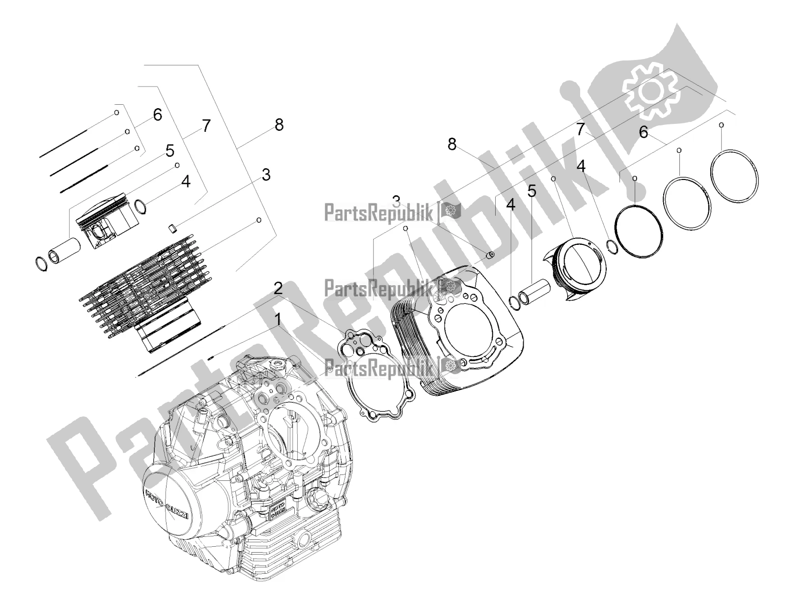 Todas las partes para Cilindro - Pistón de Moto-Guzzi V7 III Special 750 2020