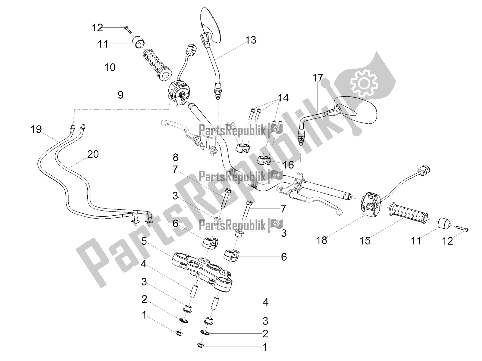 Tutte le parti per il Manubrio - Comandi del Moto-Guzzi V7 III Special 750 2020