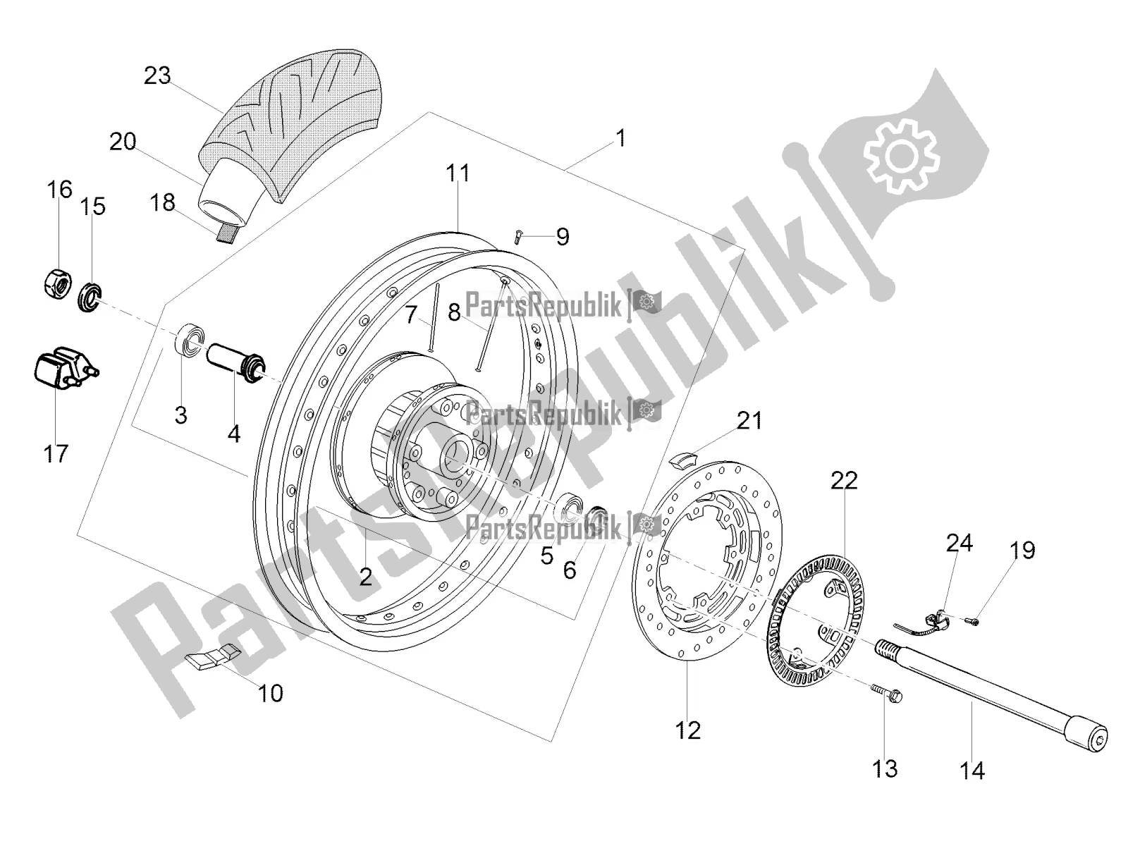 All parts for the Rear Wheel of the Moto-Guzzi V7 III Special 750 2020