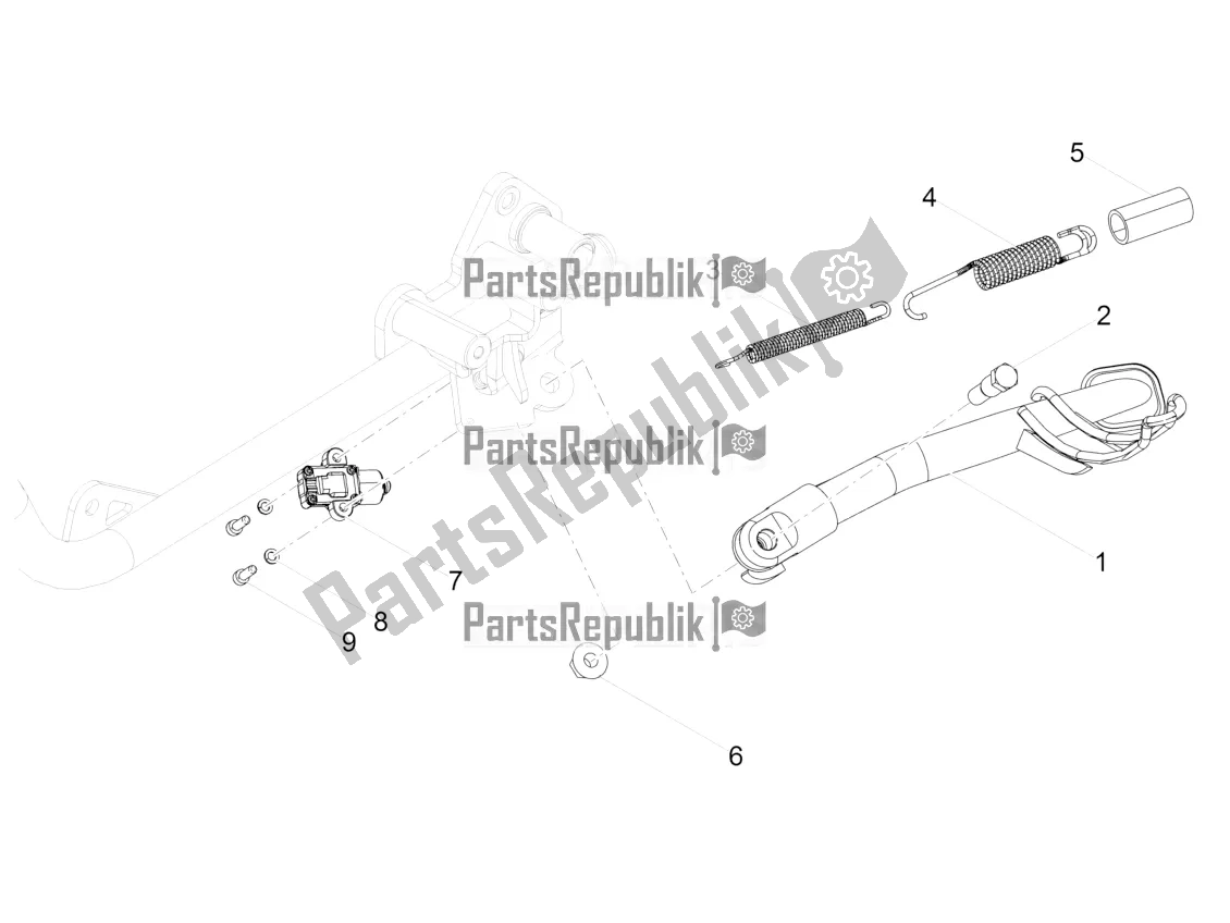 All parts for the Central Stand of the Moto-Guzzi V7 III Special 750 2021