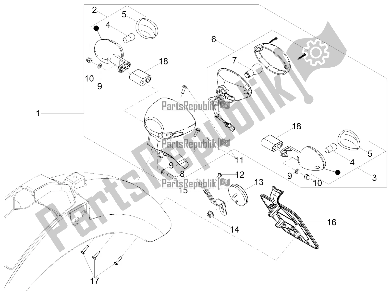 Alle onderdelen voor de Achterlichten van de Moto-Guzzi V7 III Special 750 2021
