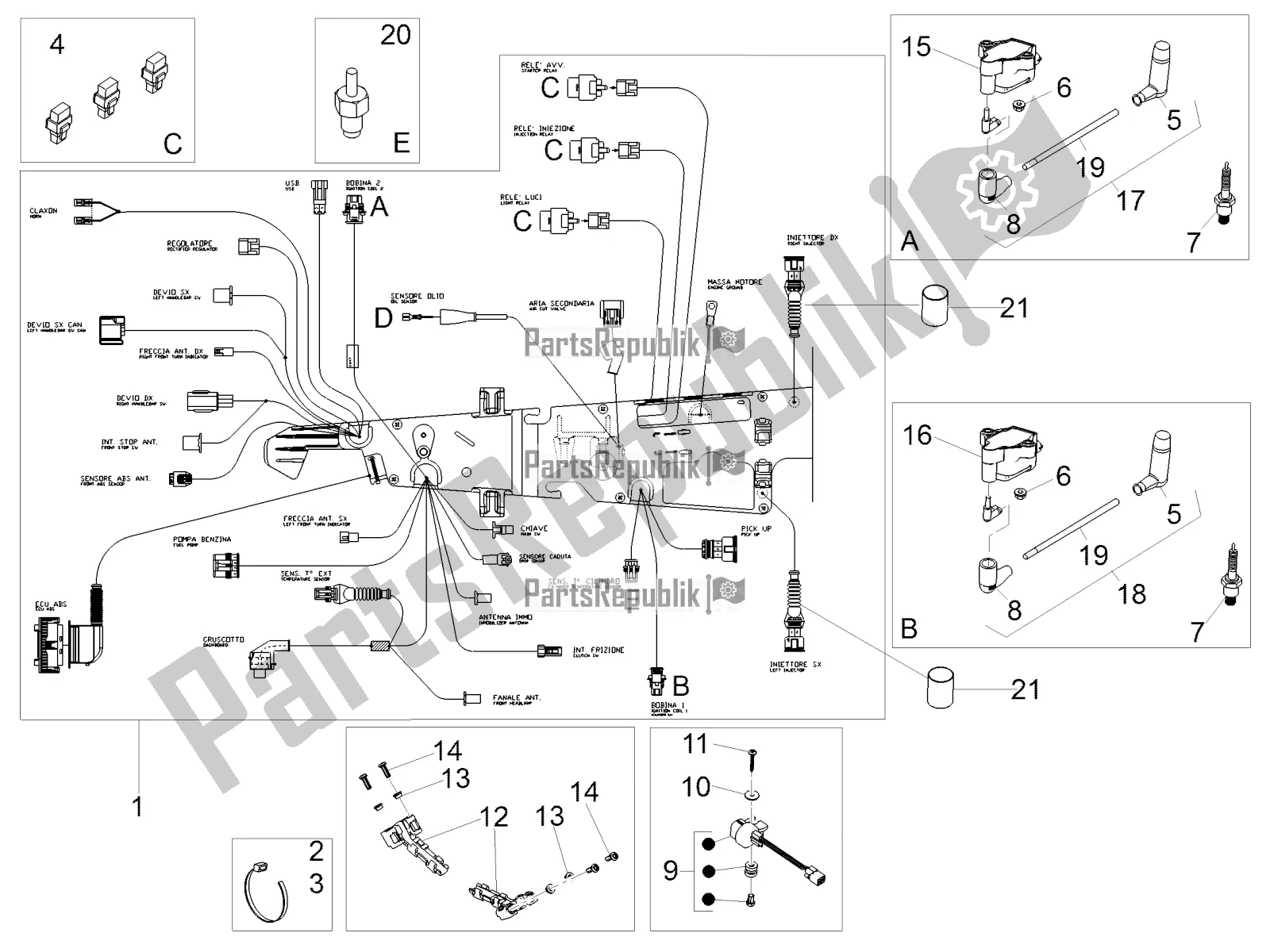 Todas las partes para Sistema Electrico Central de Moto-Guzzi V7 III Special 750 ABS 2017