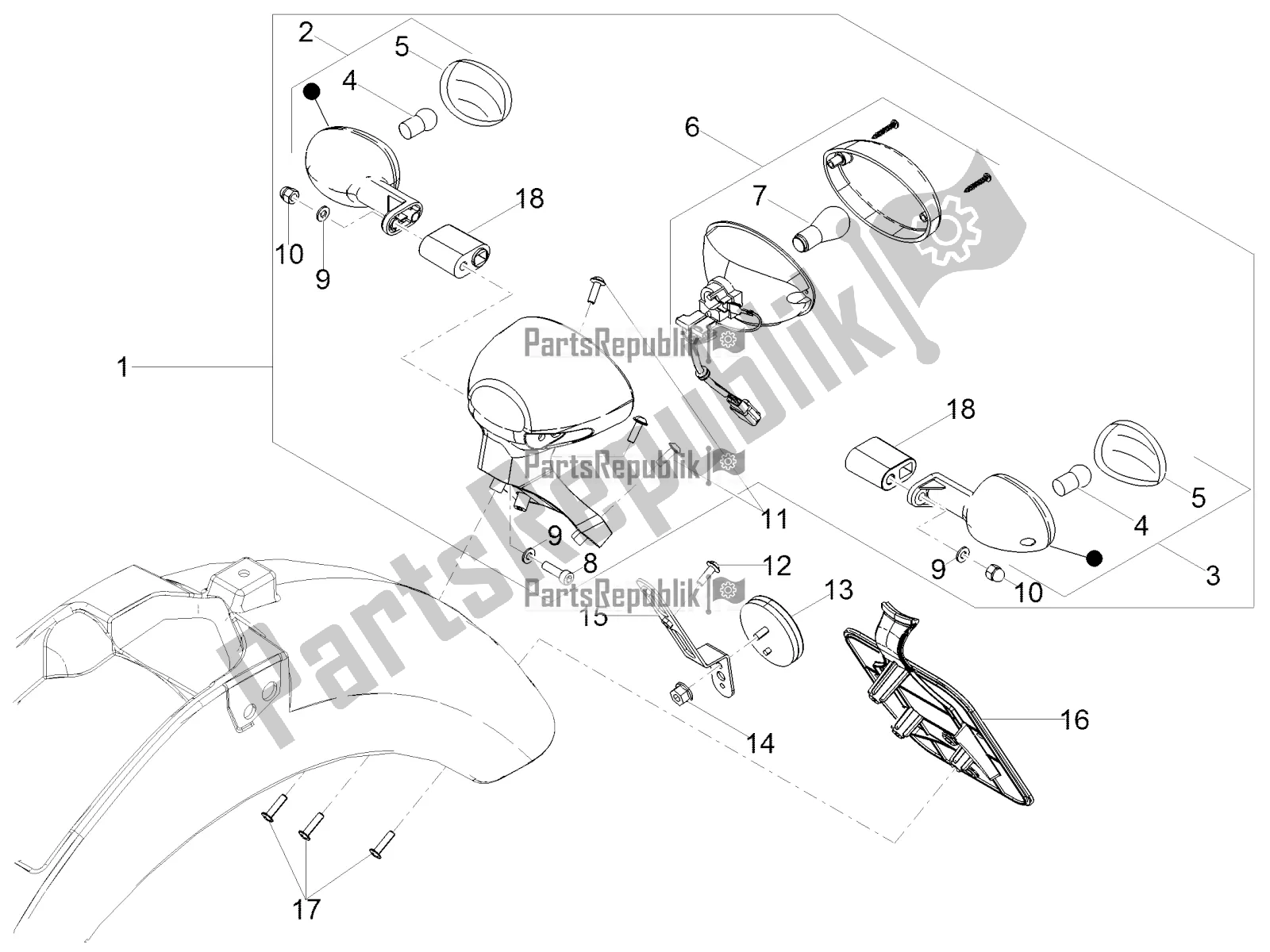 Todas las partes para Luces Traseras de Moto-Guzzi V7 III Special 750 ABS 2018