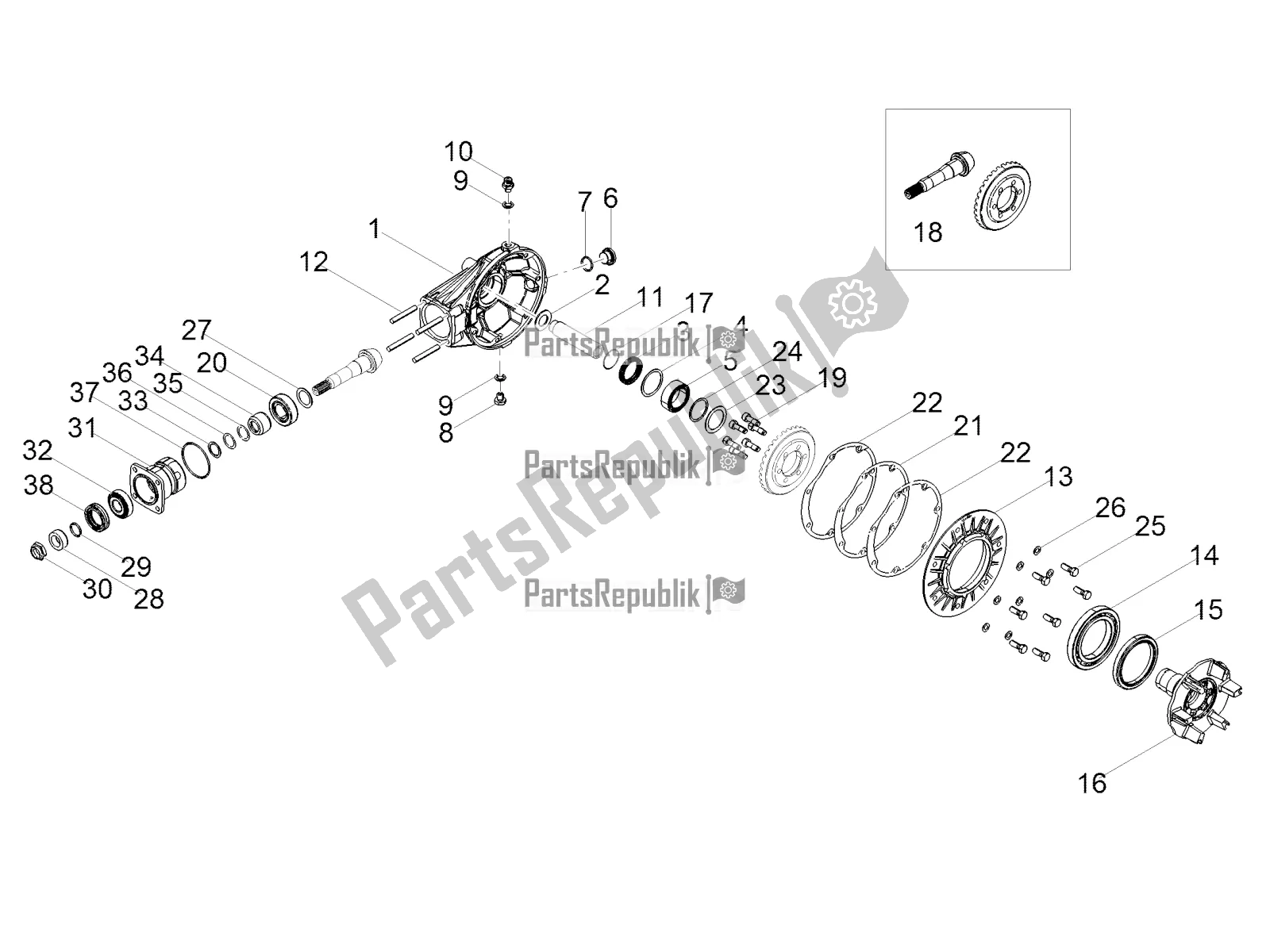 Toutes les pièces pour le Transmission Arrière / Composants du Moto-Guzzi V7 III Special 750 ABS 2018