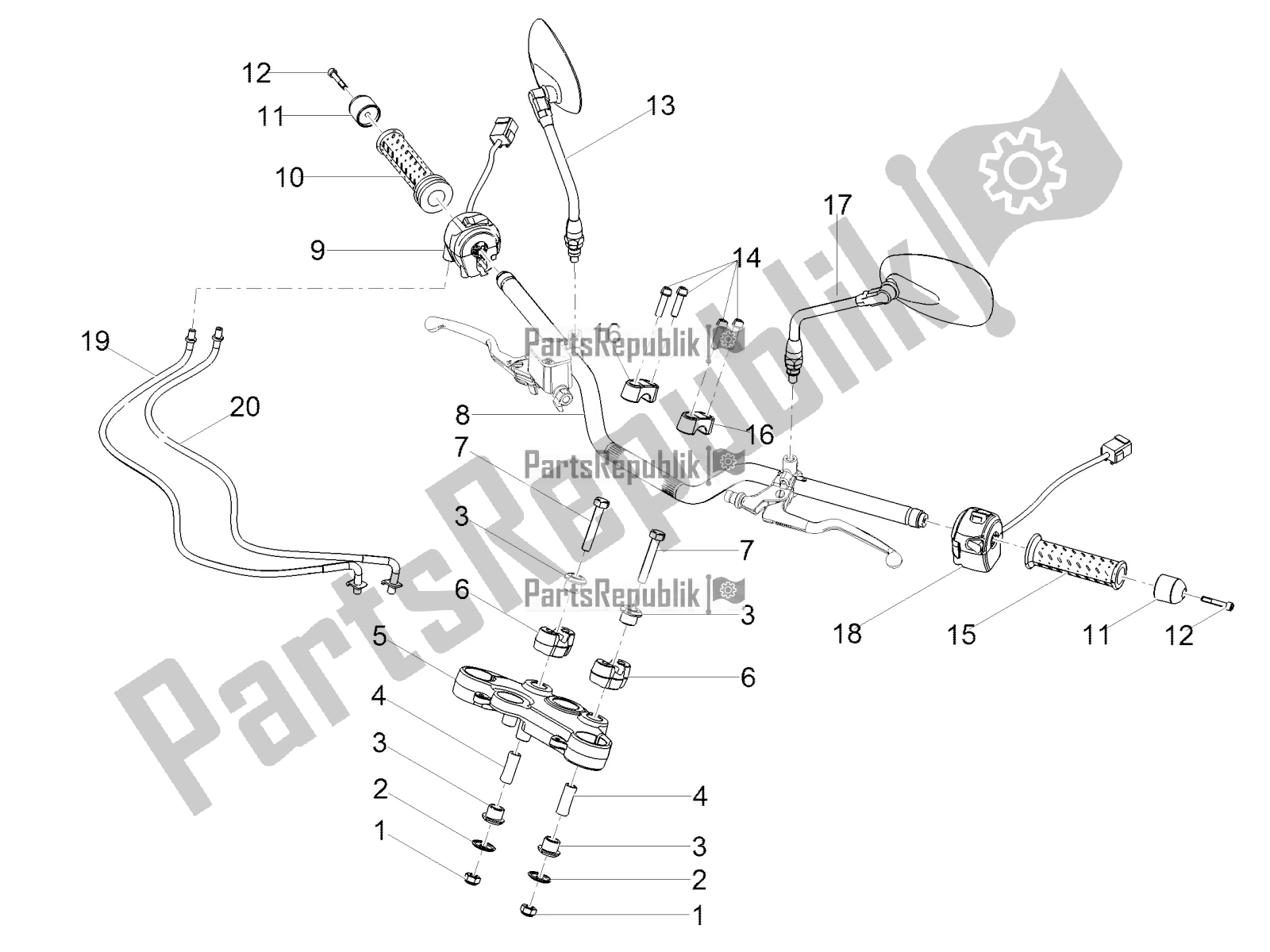 Tutte le parti per il Manubrio - Comandi del Moto-Guzzi V7 III Special 750 ABS 2019