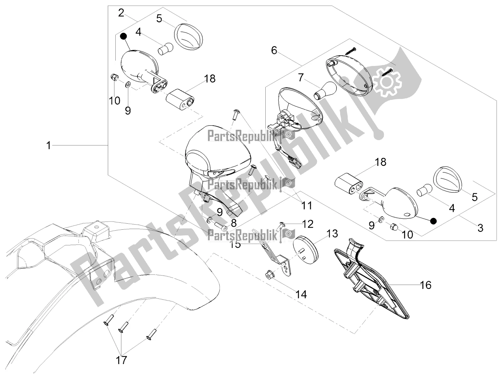 Tutte le parti per il Luci Posteriori del Moto-Guzzi V7 III Special 750 ABS 2019