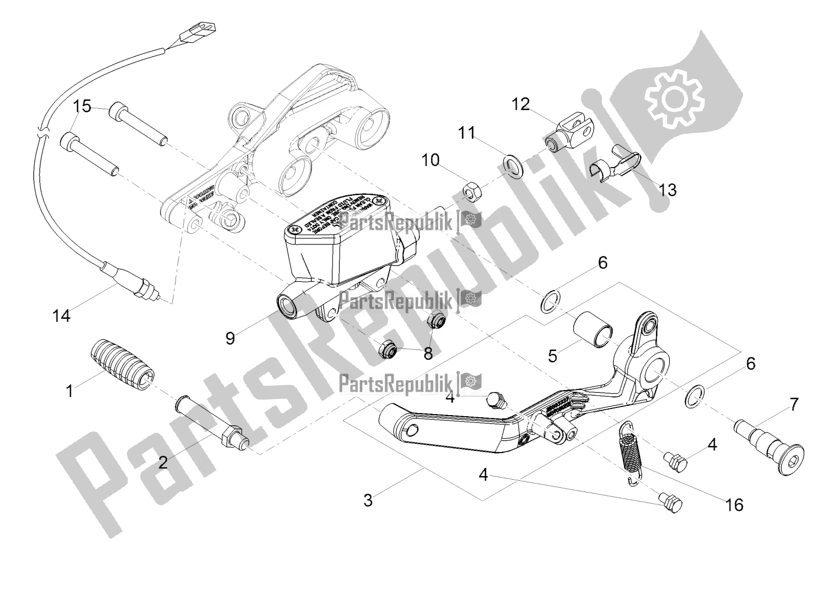 Todas as partes de Cilindro Mestre Traseiro do Moto-Guzzi V7 III Special 750 ABS 2019