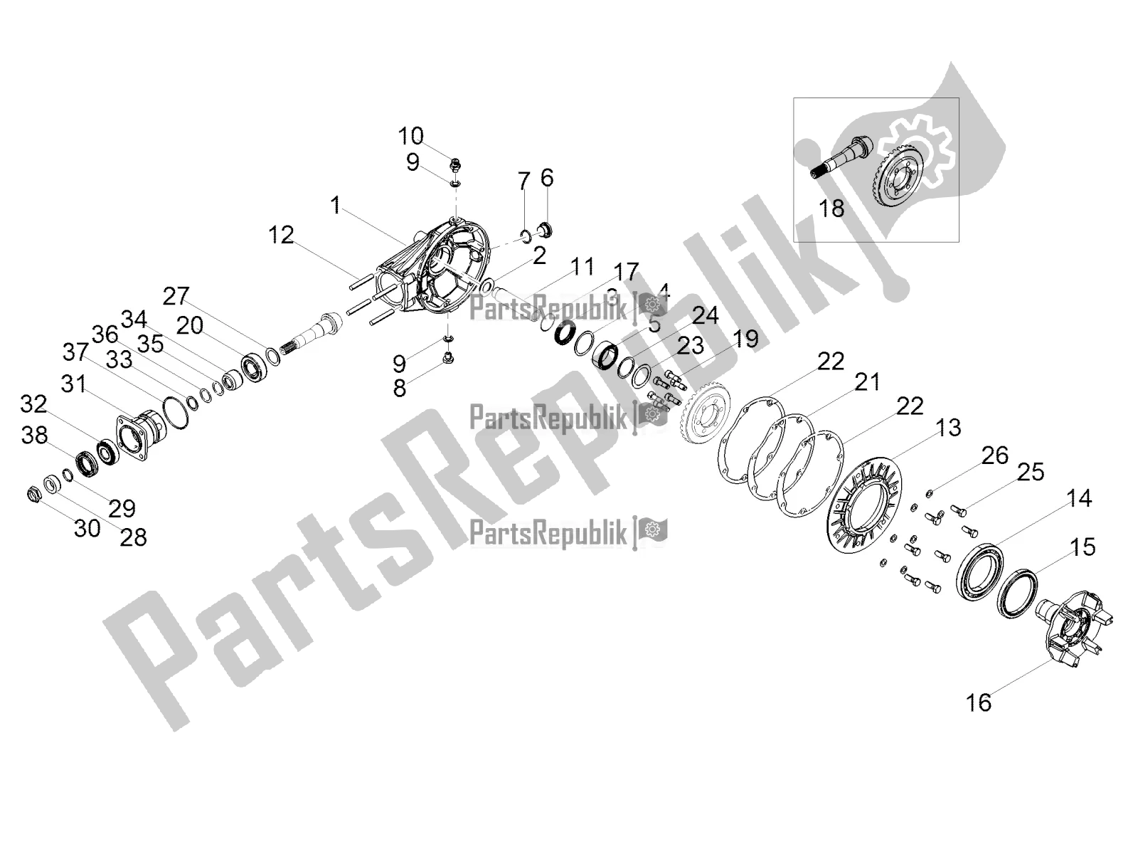 Tutte le parti per il Trasmissione / Componenti Posteriori del Moto-Guzzi V7 III Special 750 ABS 2019