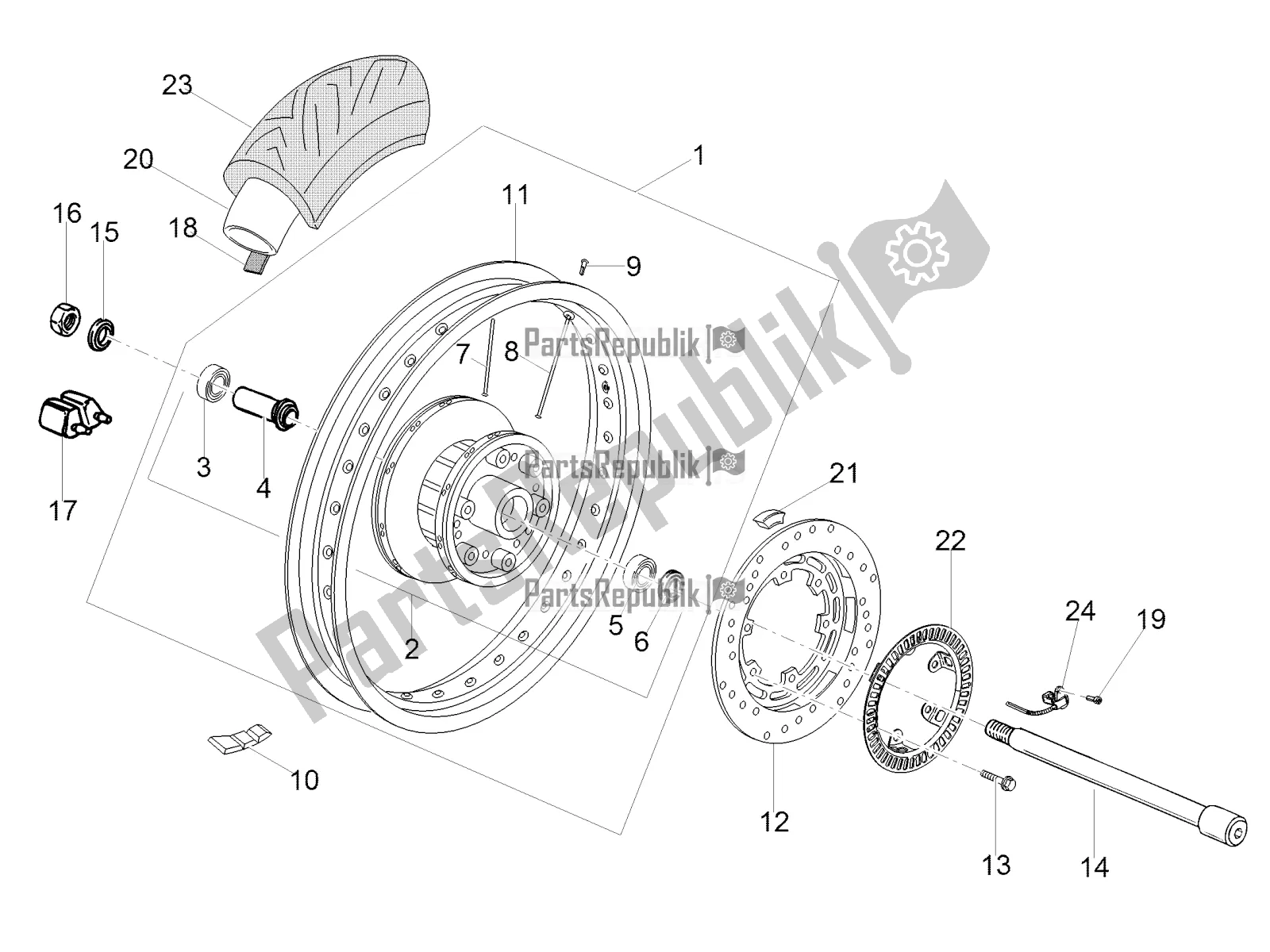 Tutte le parti per il Ruota Posteriore del Moto-Guzzi V7 III Special 750 ABS 2019