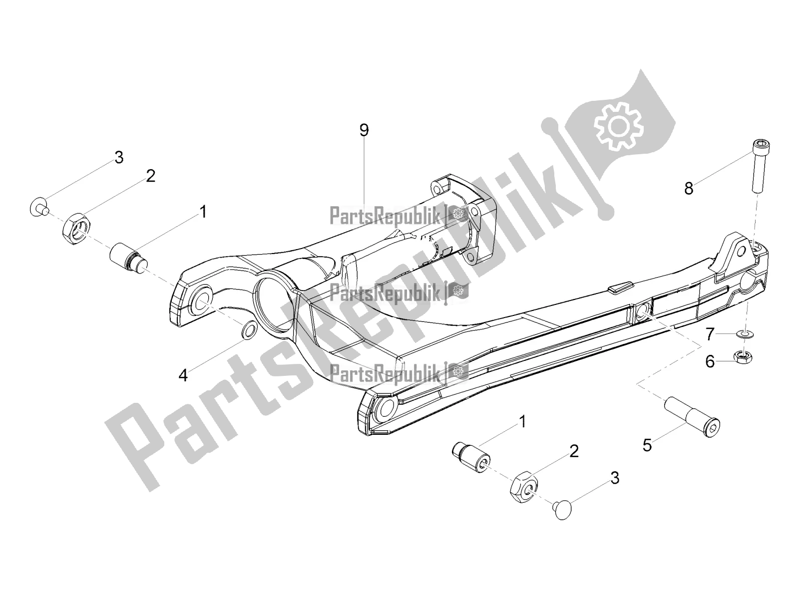 Toutes les pièces pour le Bras Oscillant du Moto-Guzzi V7 III Special 750 ABS USA 2017