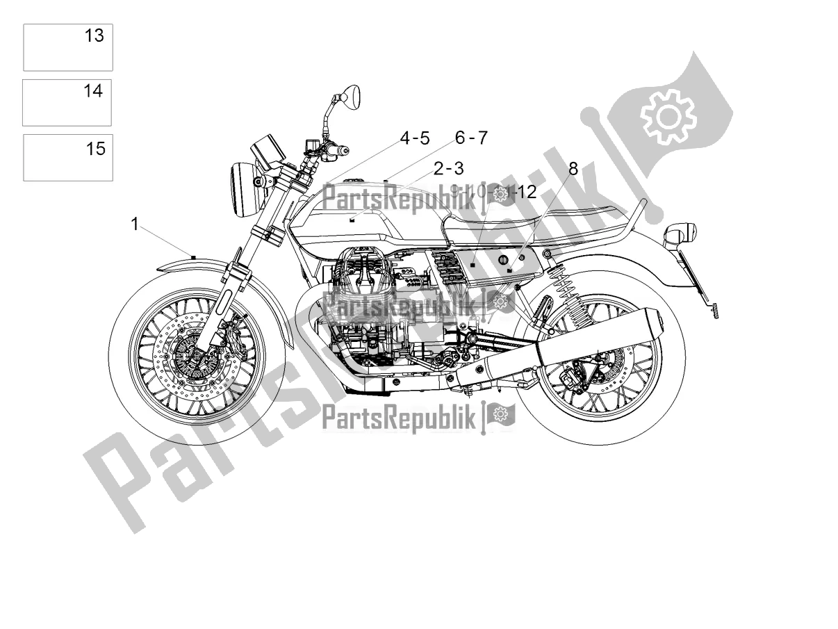 Tutte le parti per il Decalcomania del Moto-Guzzi V7 III Special 750 ABS USA 2018