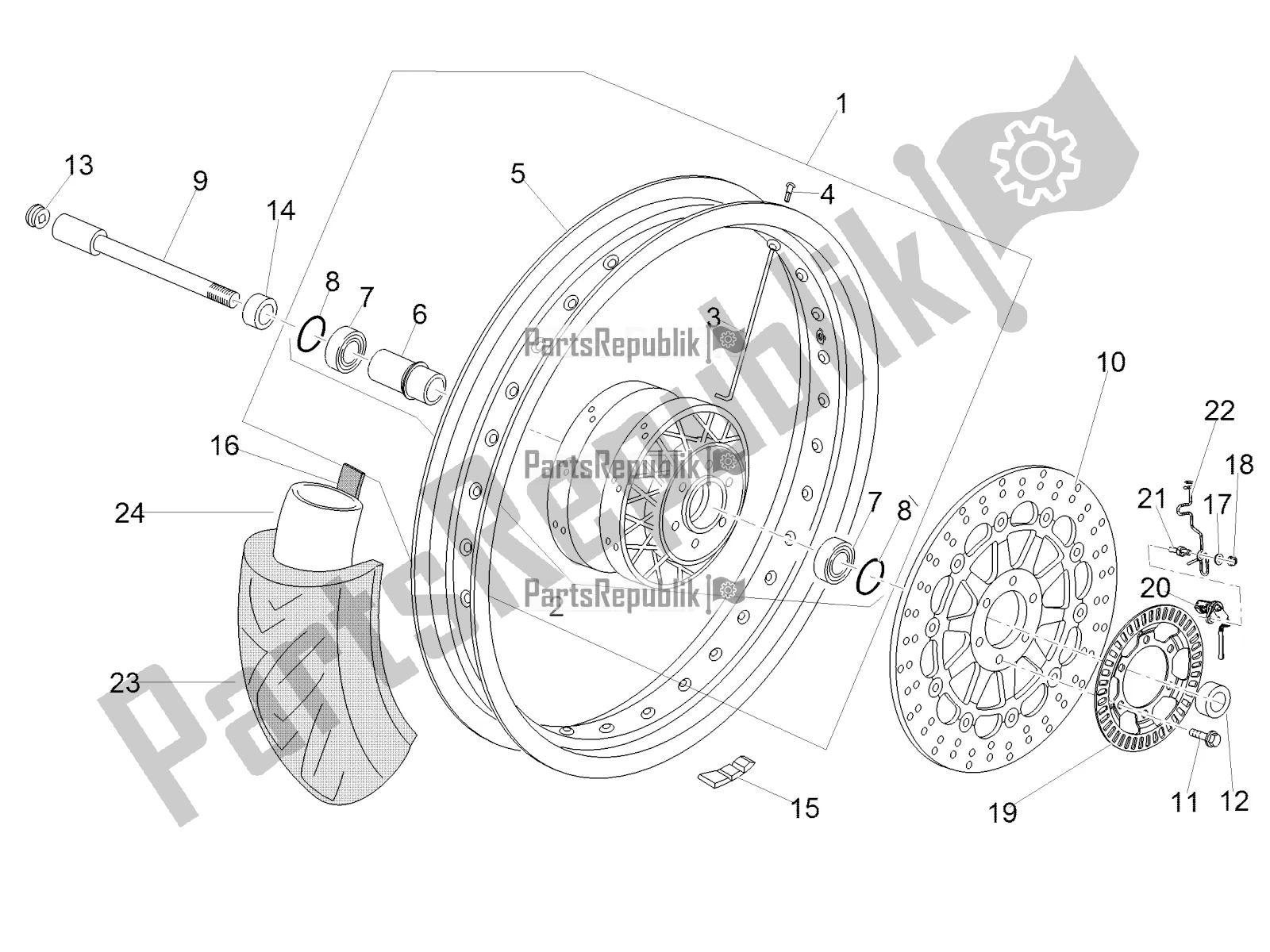 Toutes les pièces pour le Roue Avant du Moto-Guzzi V7 III Special 750 ABS USA 2019