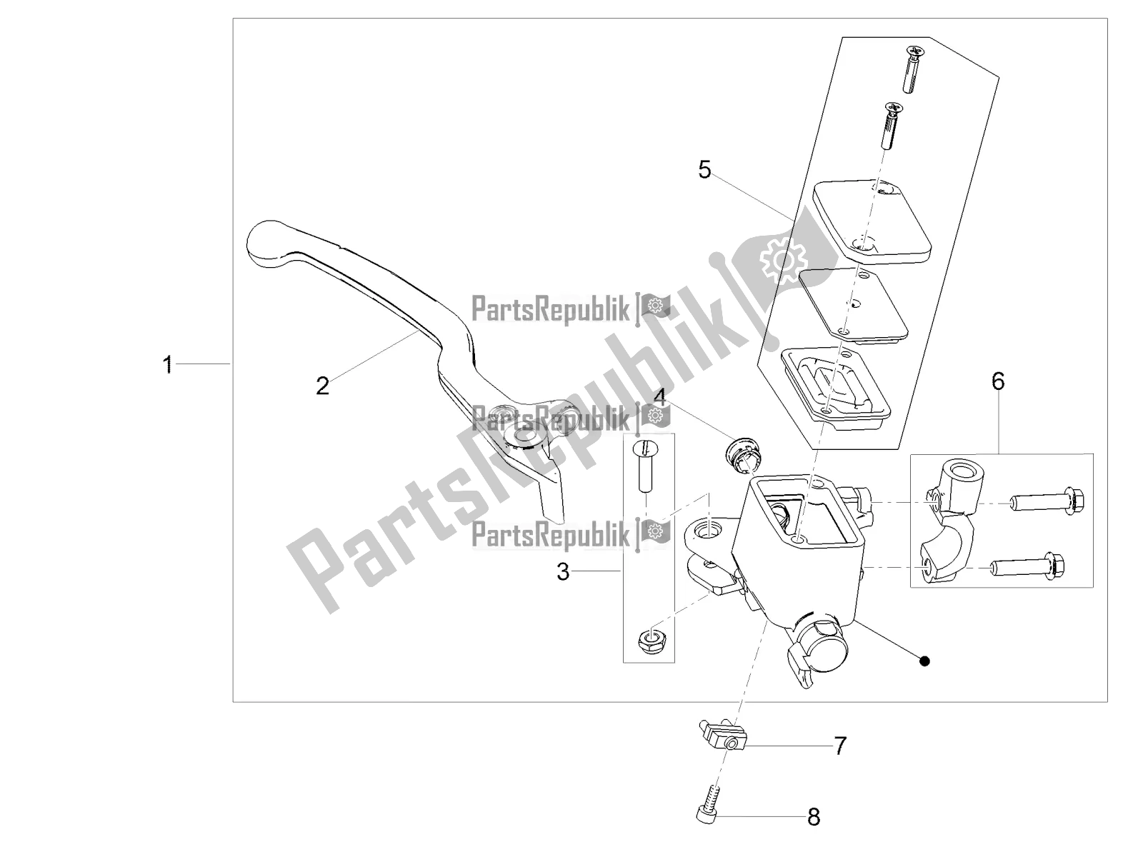 All parts for the Front Master Cilinder of the Moto-Guzzi V7 III Special 750 Apac 2019