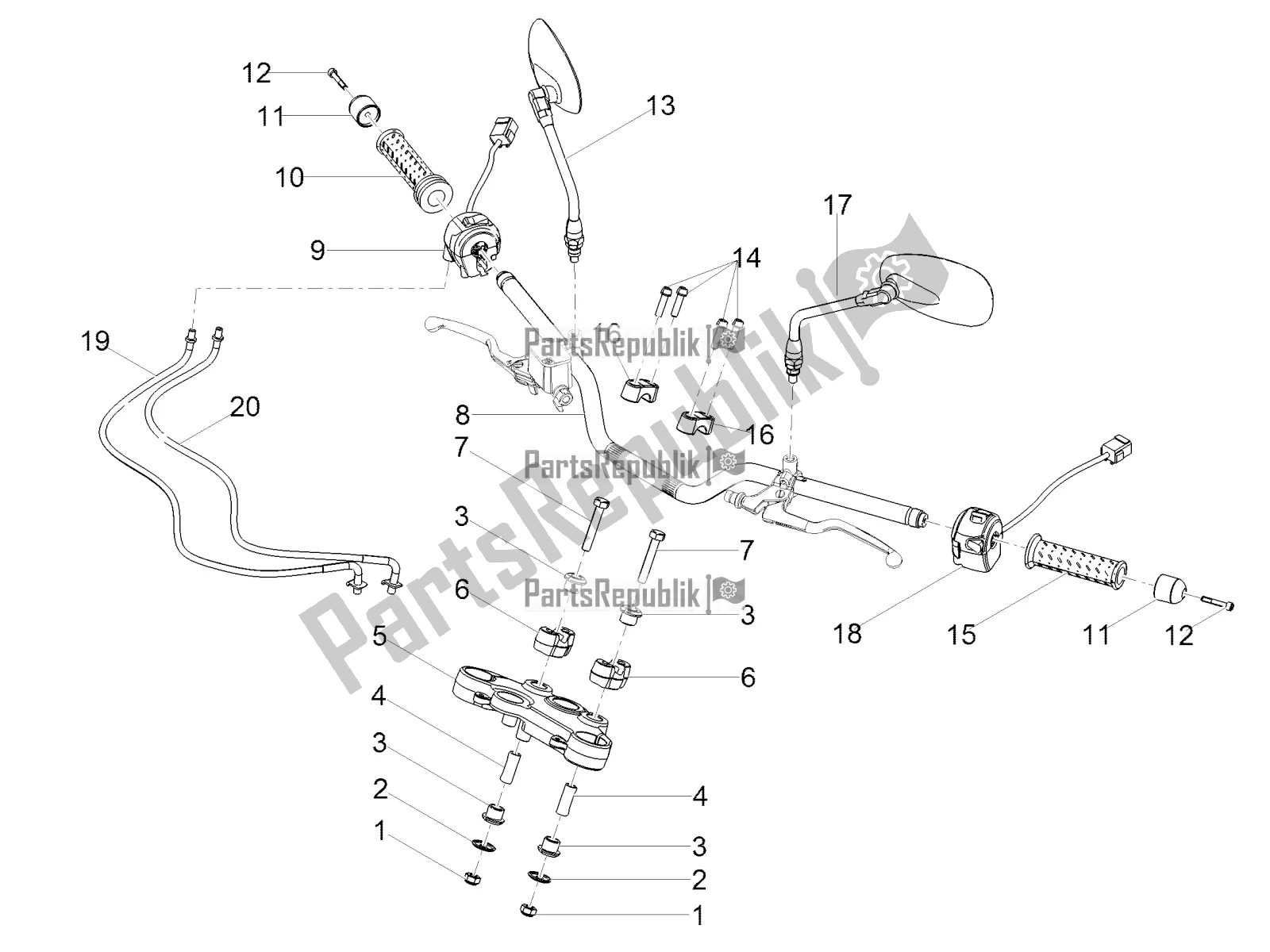 Toutes les pièces pour le Guidon - Commandes du Moto-Guzzi V7 III Special 750 Apac 2019