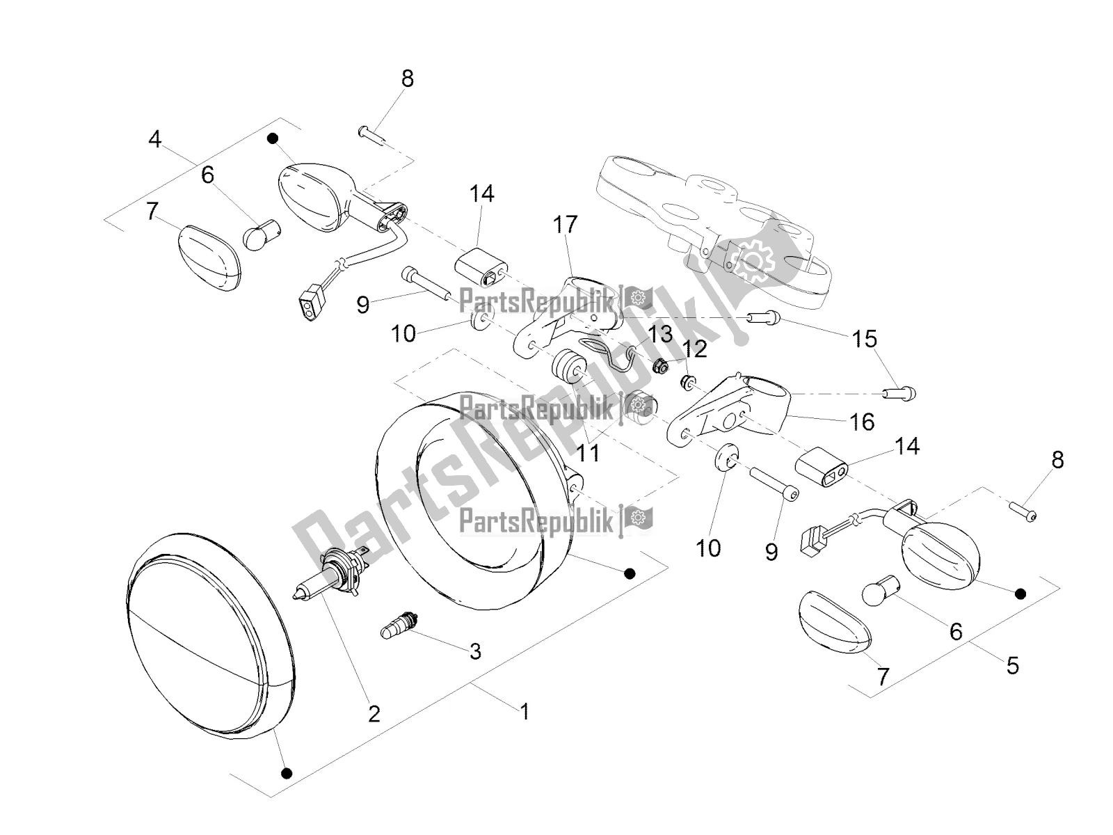 Tutte le parti per il Luci Anteriori del Moto-Guzzi V7 III Special 750 Apac 2020