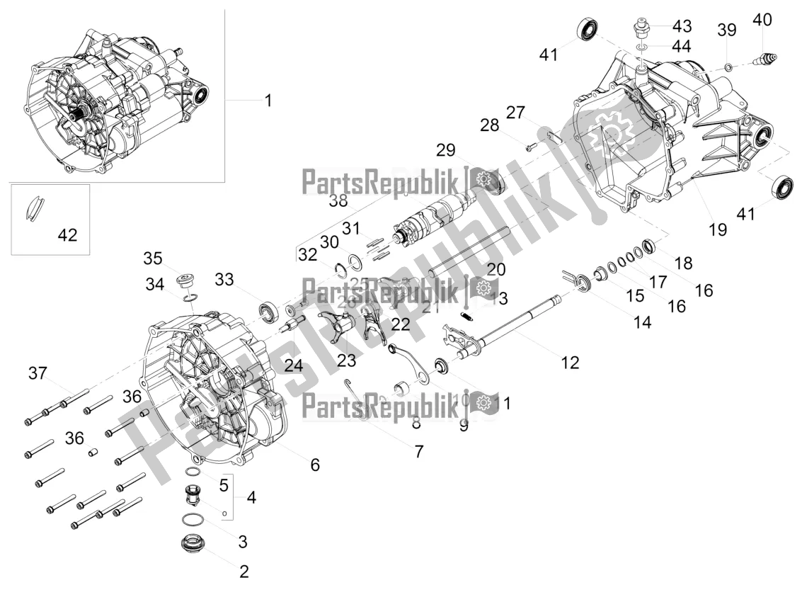 All parts for the Gear Box / Selector / Shift Cam of the Moto-Guzzi V7 III Special 750 Apac 2021