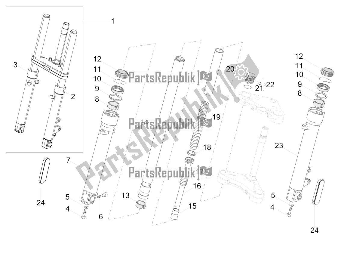 All parts for the Front Fork Kaifa of the Moto-Guzzi V7 III Special 750 USA 2021