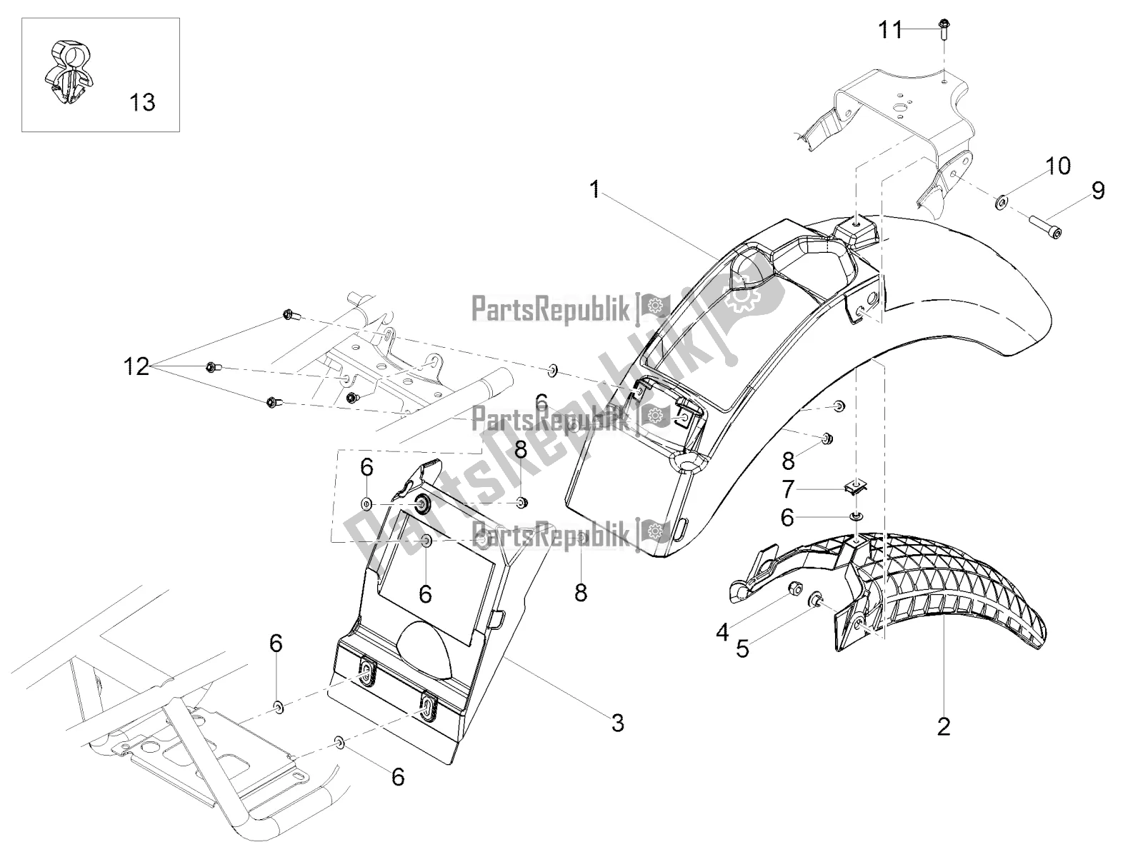 Todas las partes para Guardabarros Trasero de Moto-Guzzi V7 III Special 750 USA 2021