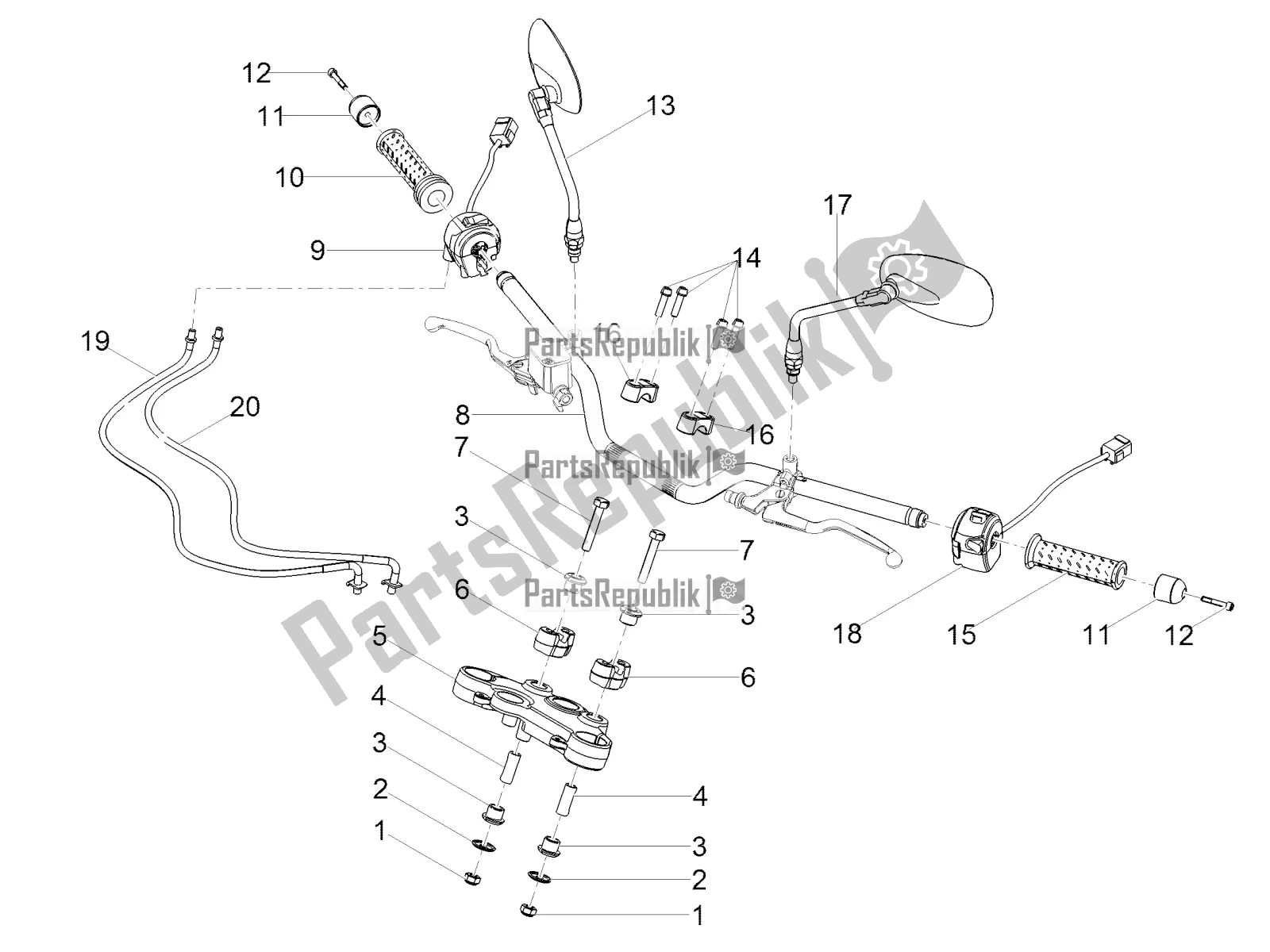 Toutes les pièces pour le Guidon - Commandes du Moto-Guzzi V7 III Stone 750 ABS USA 2018