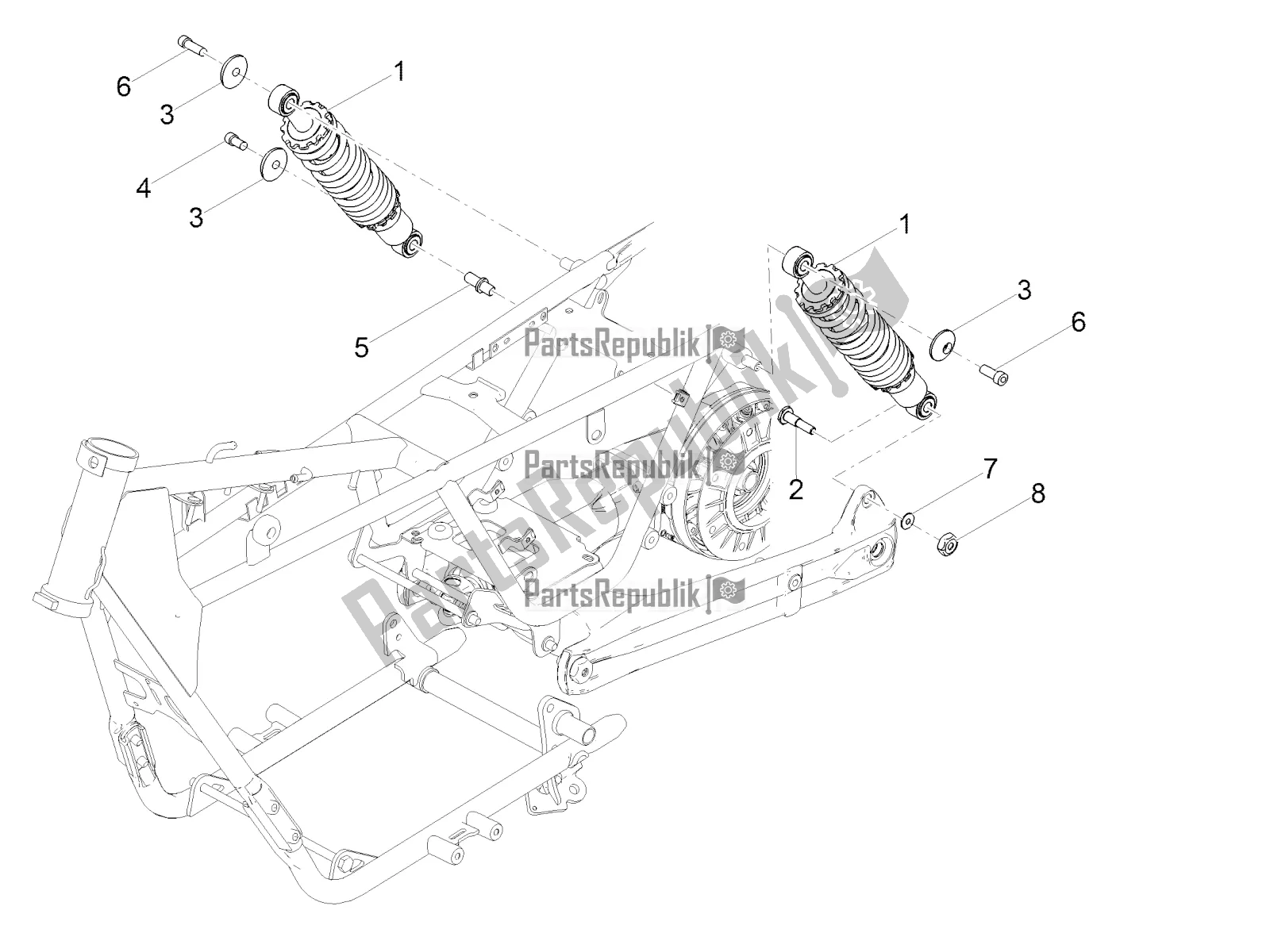 Tutte le parti per il Ammortizzatore del Moto-Guzzi V7 III Stone 750 ABS USA 2018