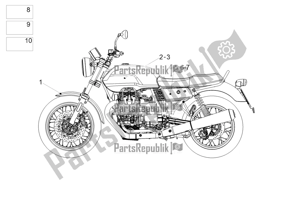 All parts for the Decal of the Moto-Guzzi V7 III Stone 750 ABS USA 2019