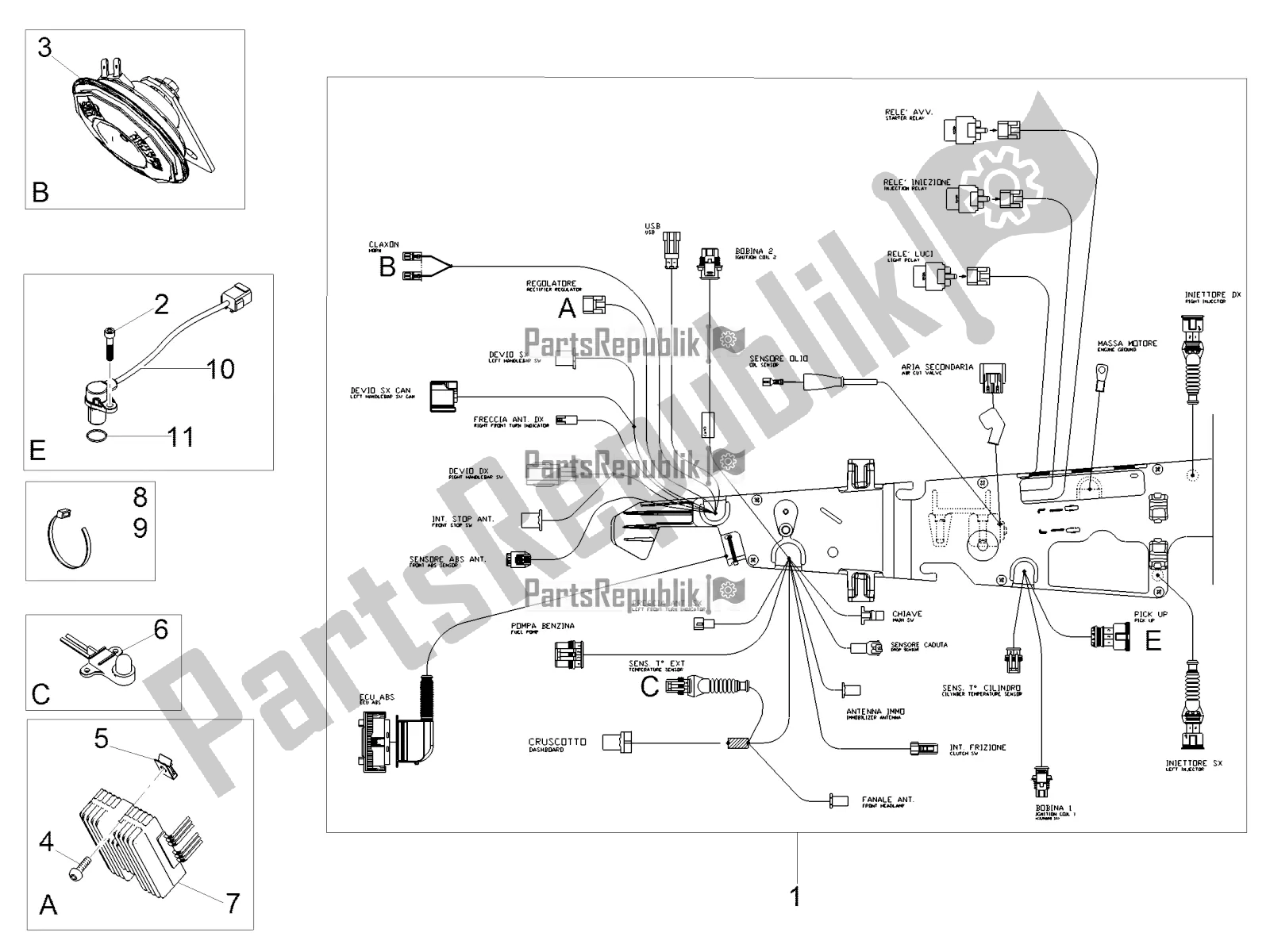 Toutes les pièces pour le Système électrique Avant du Moto-Guzzi V7 III Stone 750 ABS USA 2019