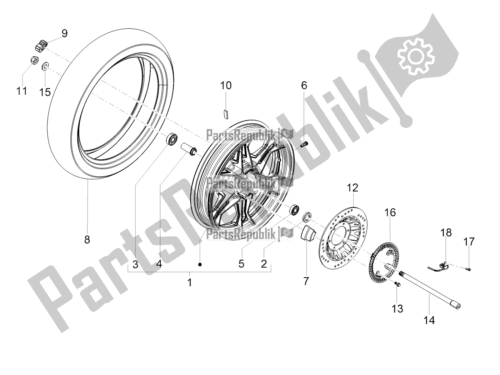 Toutes les pièces pour le Roue Arrière du Moto-Guzzi V7 III Stone 750 ABS USA 2019