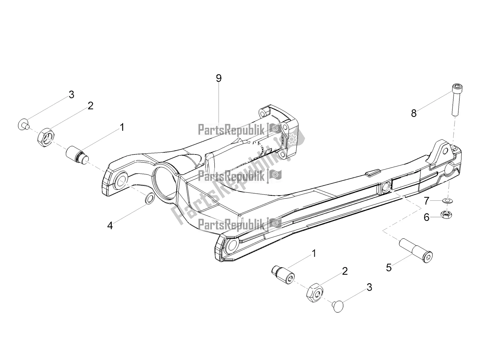 Toutes les pièces pour le Bras Oscillant du Moto-Guzzi V7 III Stone 750 ABS USA 2019