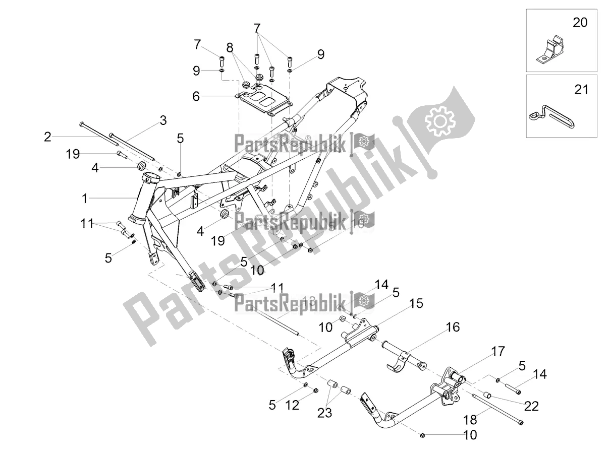 Todas as partes de Quadro, Armação do Moto-Guzzi V7 III Stone 750 E4 2019 Emea 2019