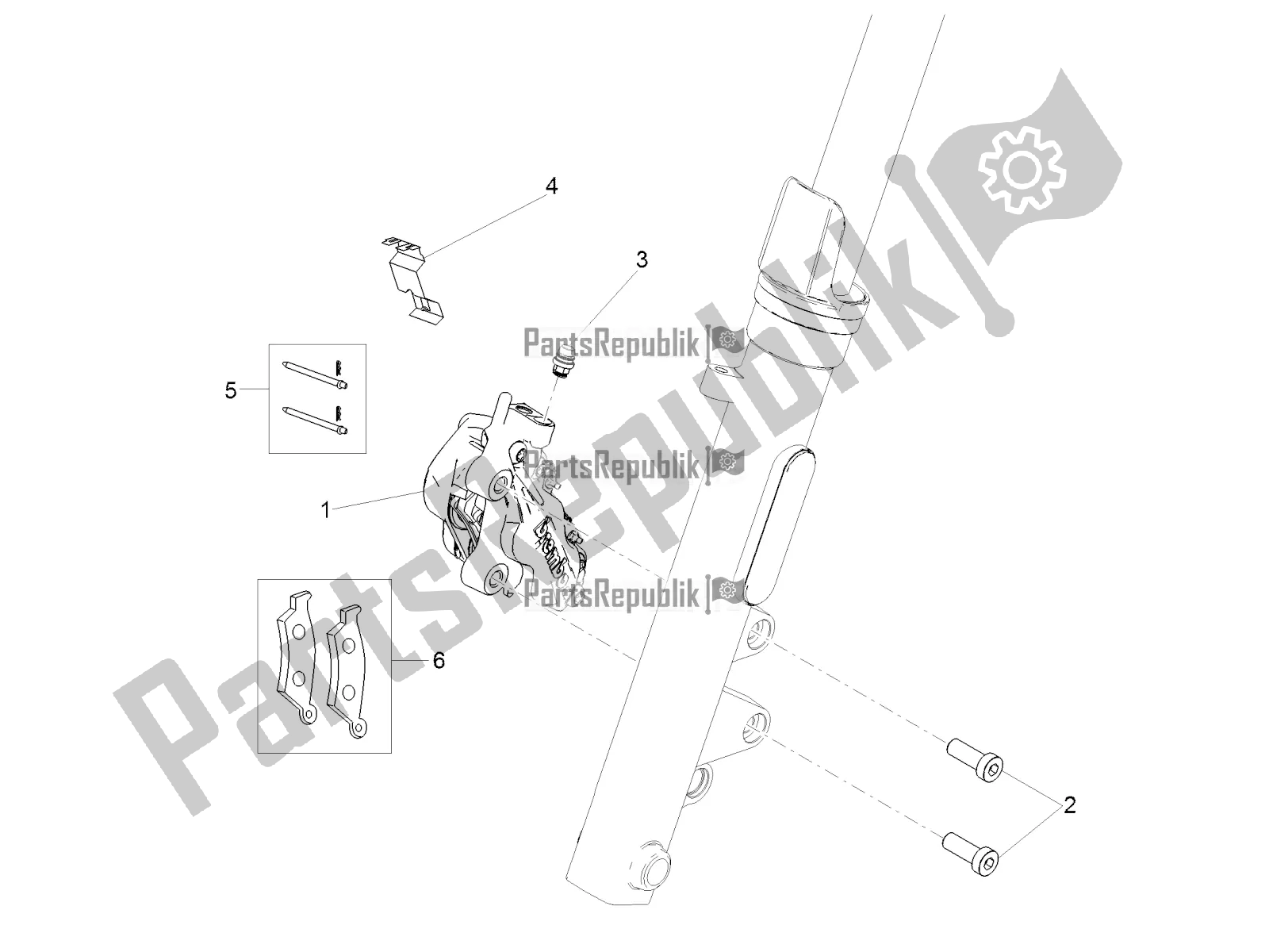 Wszystkie części do Zacisk Hamulca Przedniego Moto-Guzzi V7 III Stone 750 E4 2019 Emea 2019