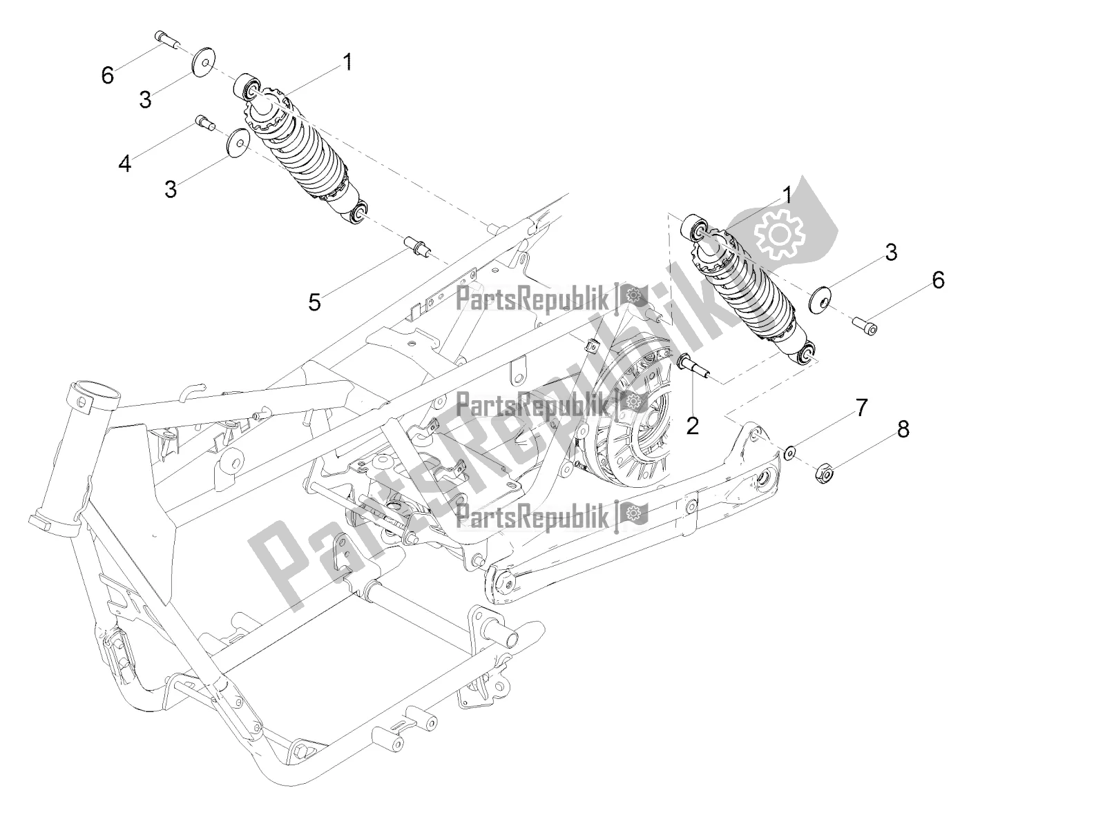 Tutte le parti per il Ammortizzatore del Moto-Guzzi V7 III Stone 750 E4 2019 Emea 2019