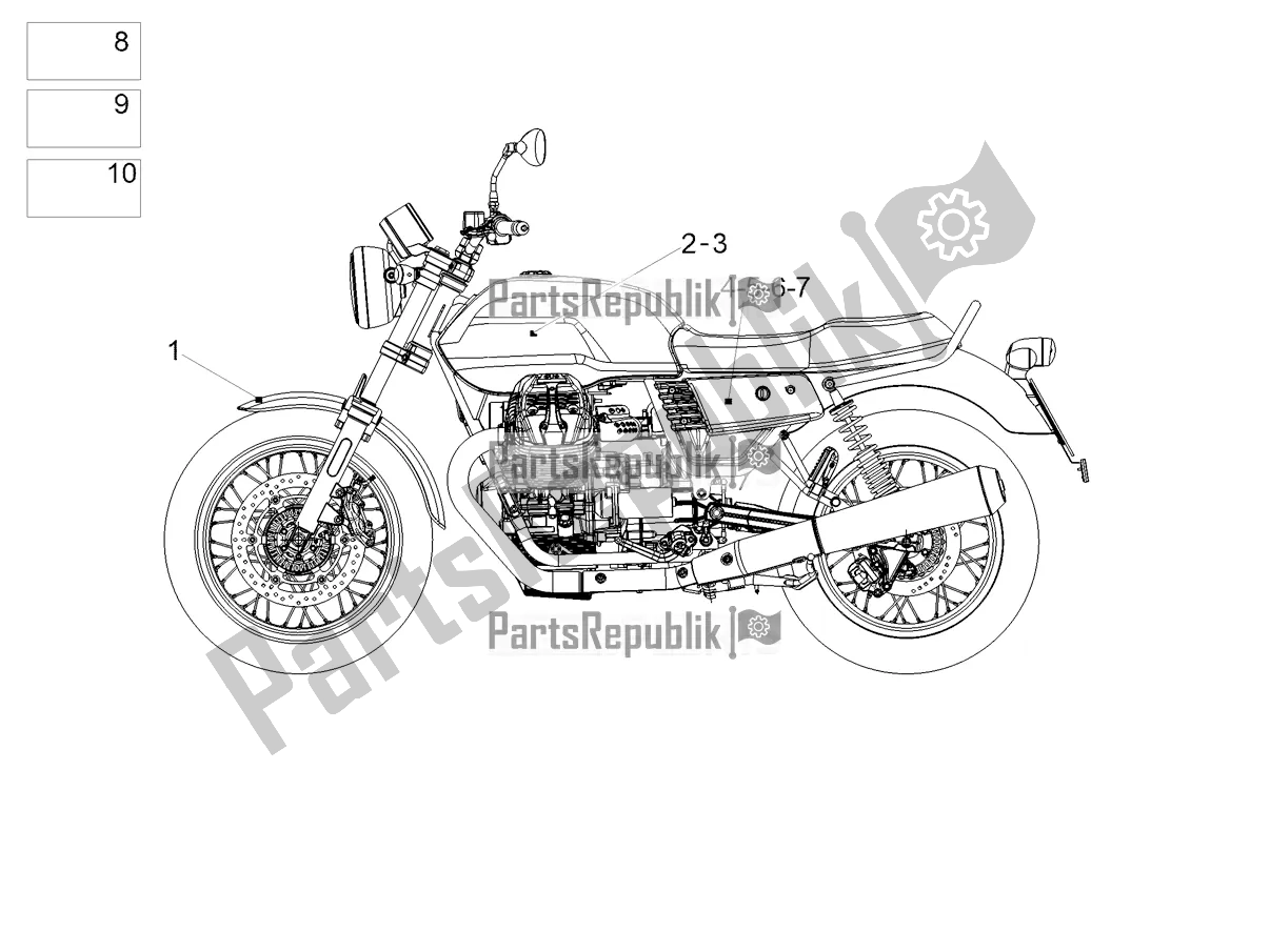 Todas las partes para Etiqueta de Moto-Guzzi V7 III Stone 750 USA 2020