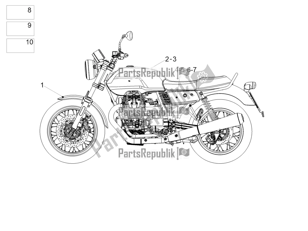 Toutes les pièces pour le Décalque du Moto-Guzzi V7 III Stone 750 USA 2021