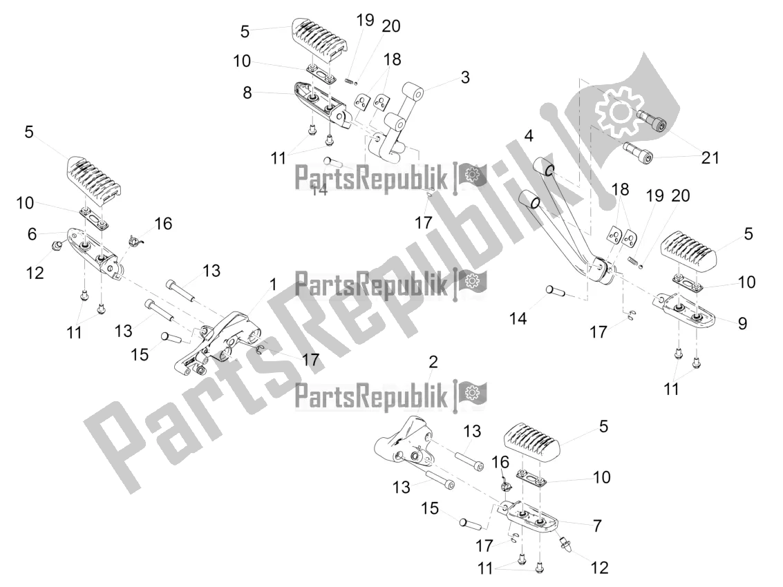 All parts for the Foot Rests of the Moto-Guzzi V7 III Stone 750 USA 2021