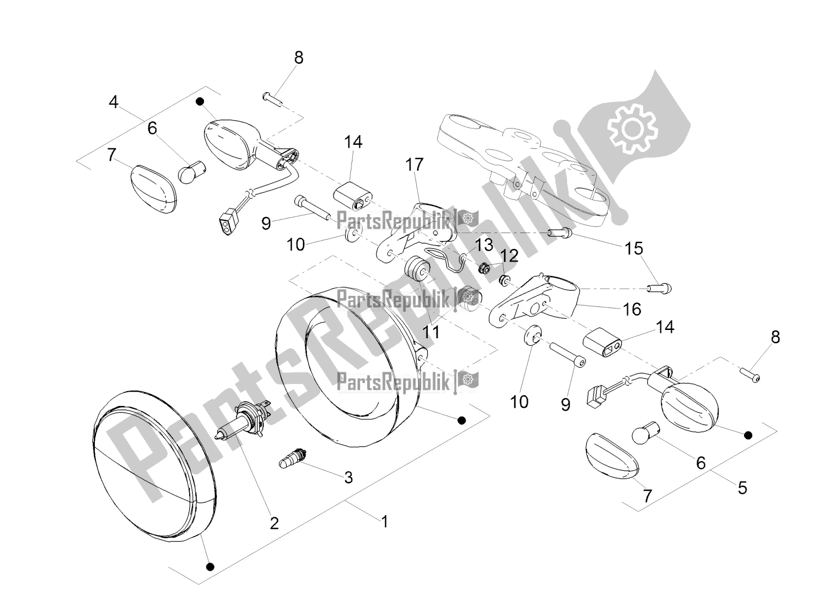 Toutes les pièces pour le Feux Avant du Moto-Guzzi V7 III Stone 750 USA 2021