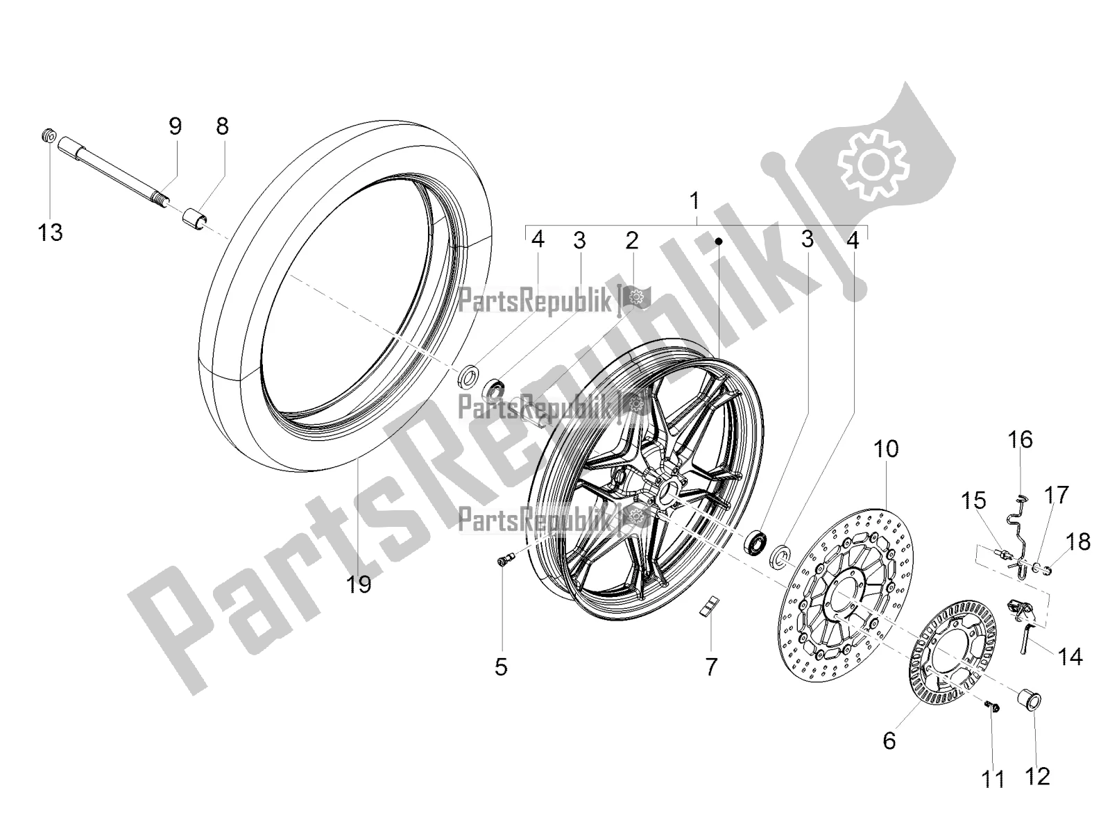 Toutes les pièces pour le Roue Avant du Moto-Guzzi V7 III Stone 750 USA 2021