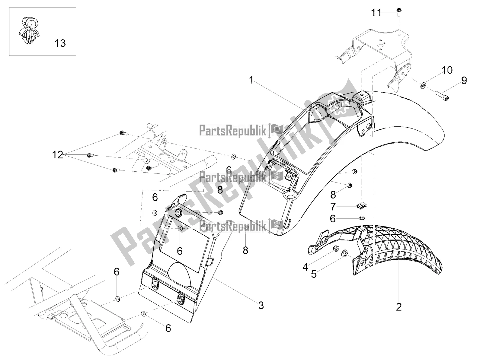 Toutes les pièces pour le Garde-boue Arrière du Moto-Guzzi V7 III Stone 750 USA 2021